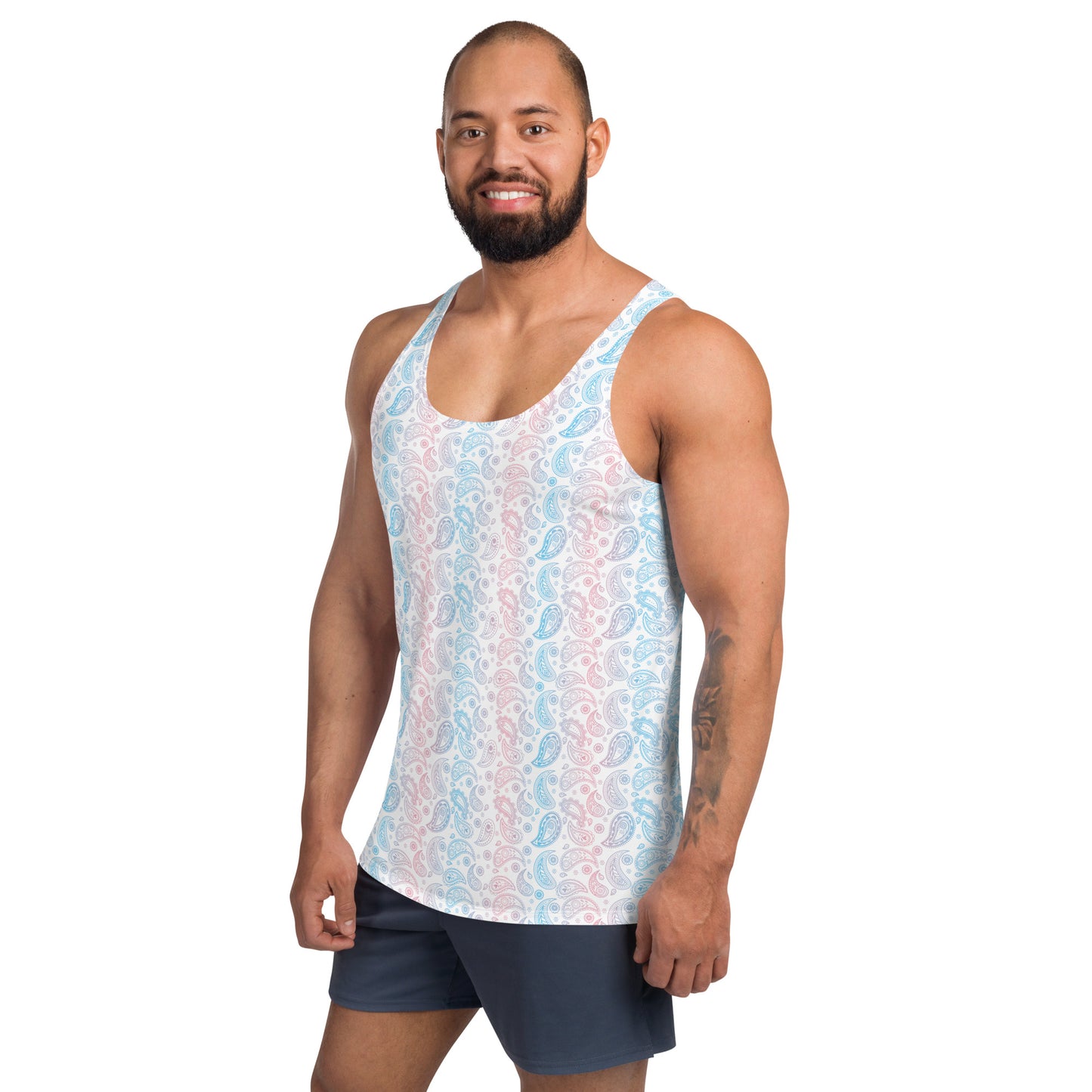 Transgender Pride Paisley Unisex Tank Top - LGBTQIA Pink White Blue Trans Flag Shirt - Parade Club Running