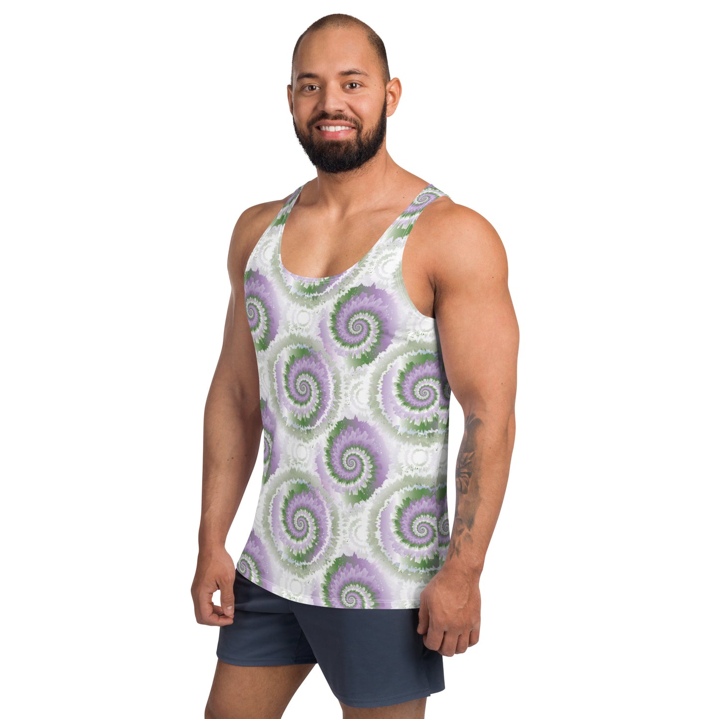 Gender Queer Pride Men's Tank Top Unisex Tank Top - LGBTQIA Purple, White, Green Flag Shirt - Parade Club Running