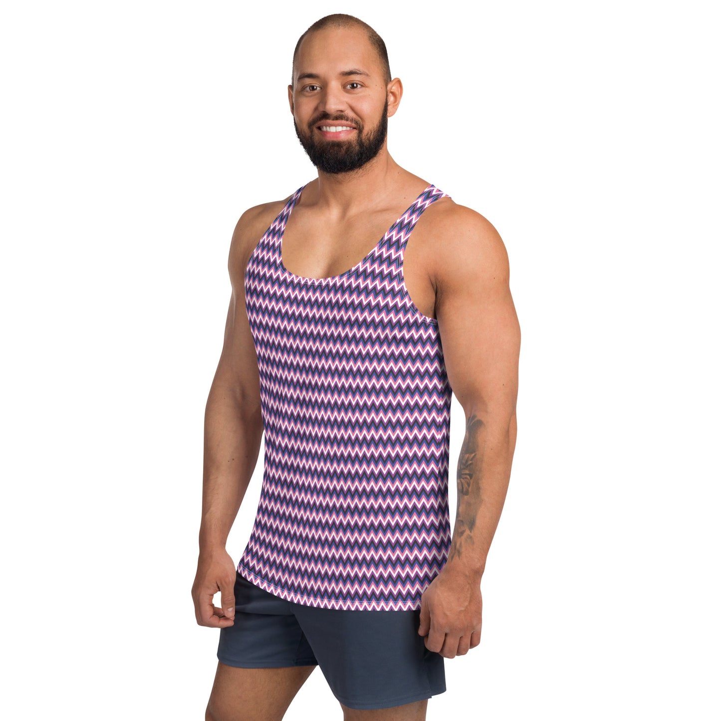 Genderfluid Pride Men's Tank Top Unisex Tank Top - LGBTQIA Pink, White, Purple, Black, Blue Flag Shirt - Parade Club Running