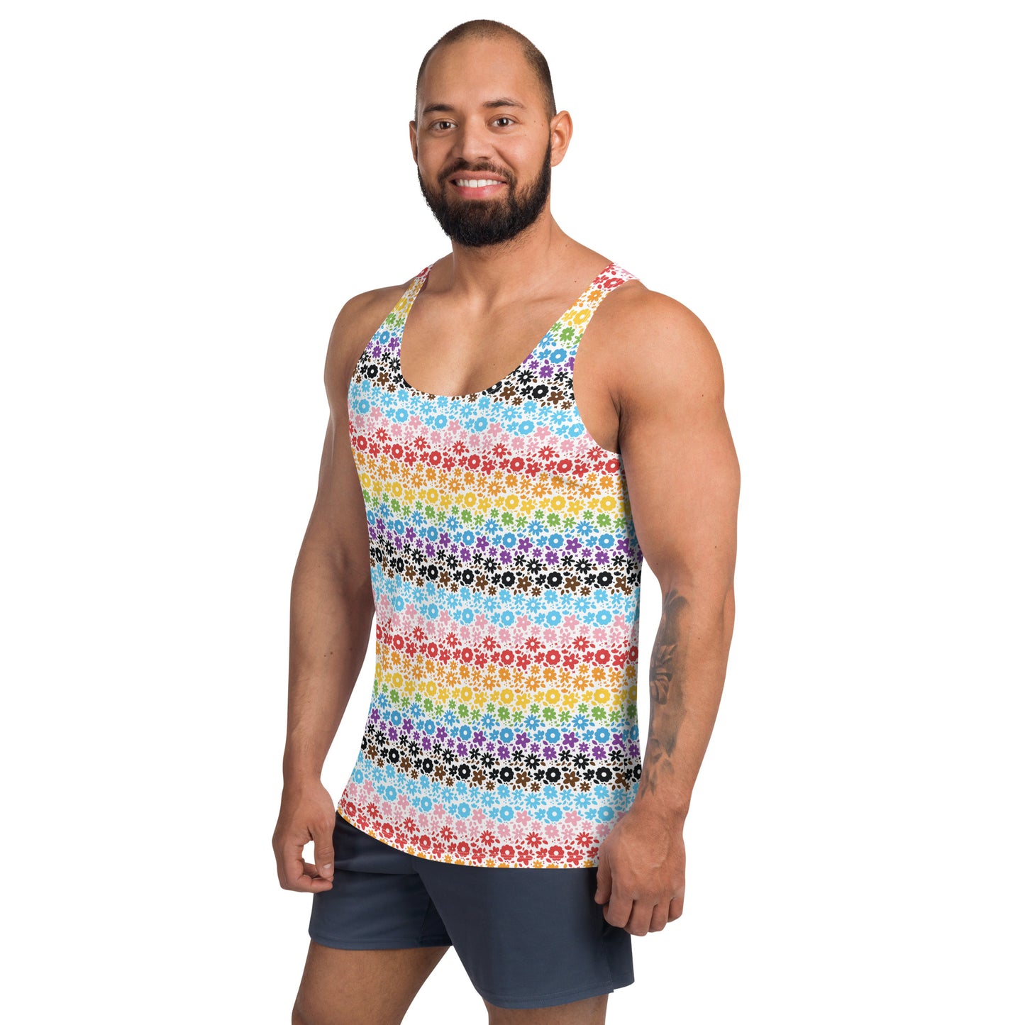 Progress Pride Pride Men's Tank Top Unisex Tank Top - LGBTQIA Red, Orange, Yellow, Green, Rainbow, Purple, Black, Pink and White Flag Shirt - Parade Club Running