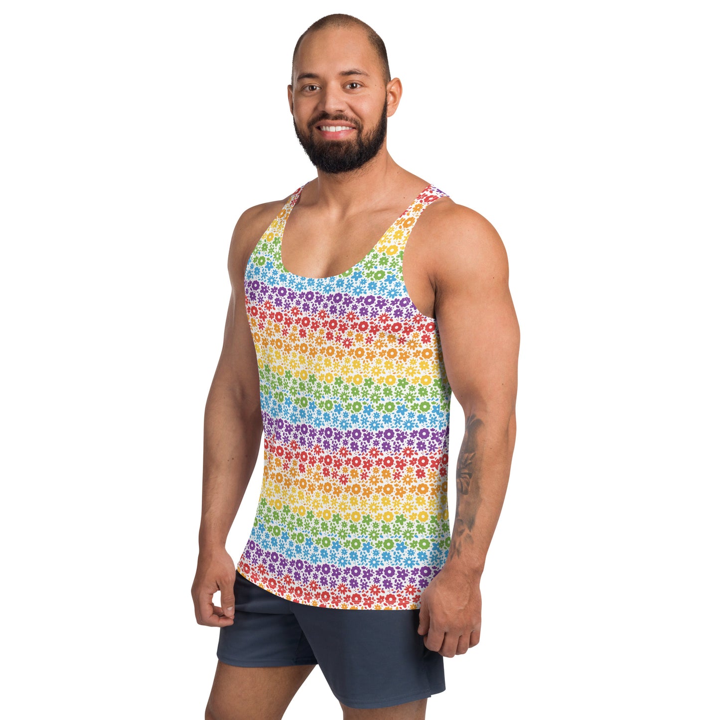 Rainbow Pride Men's Tank Top Unisex Tank Top - LGBTQIA Red, Orange, Yellow, Green, Blue, Indigo, and Viole Flag Shirt - Parade Club Running