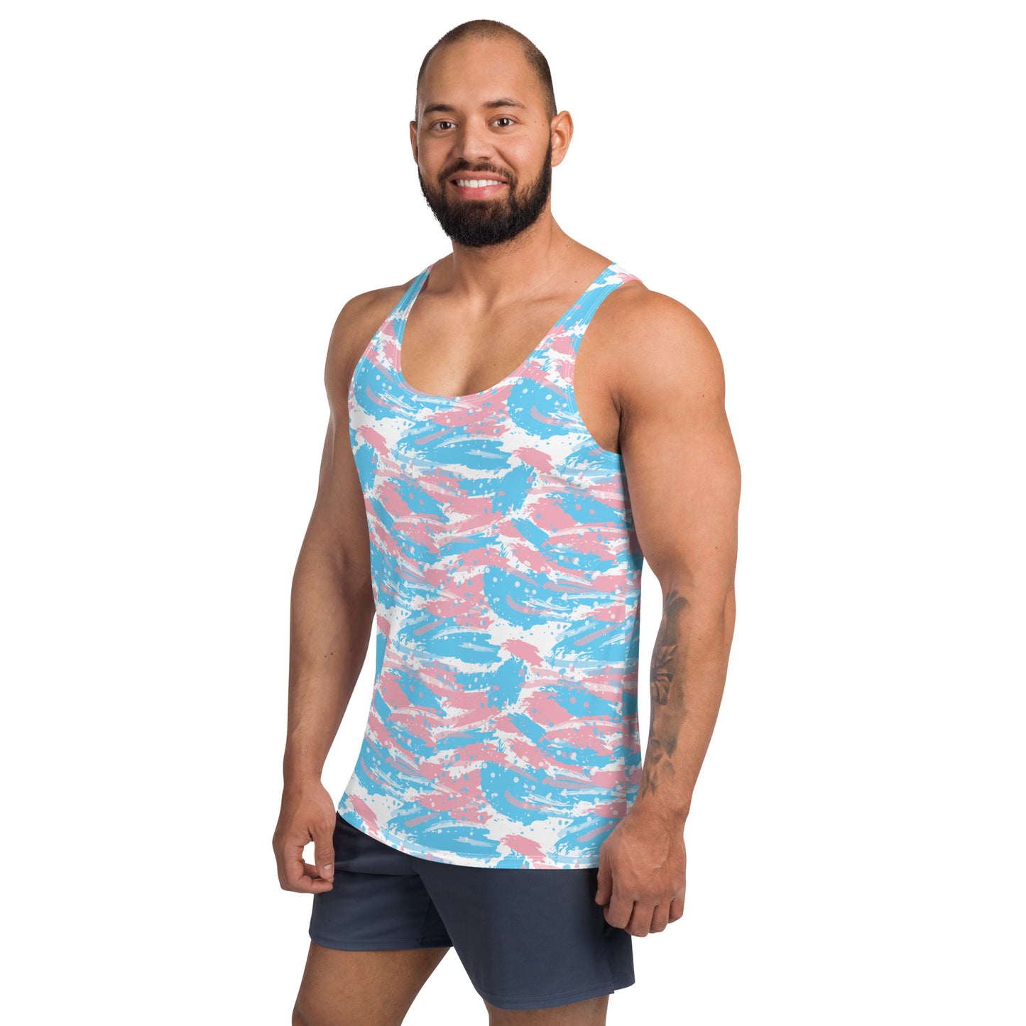 Transgender Pride Men's Tank Top Unisex Tank Top - LGBTQIA Pink White Blue Flag Shirt - Parade Club Running