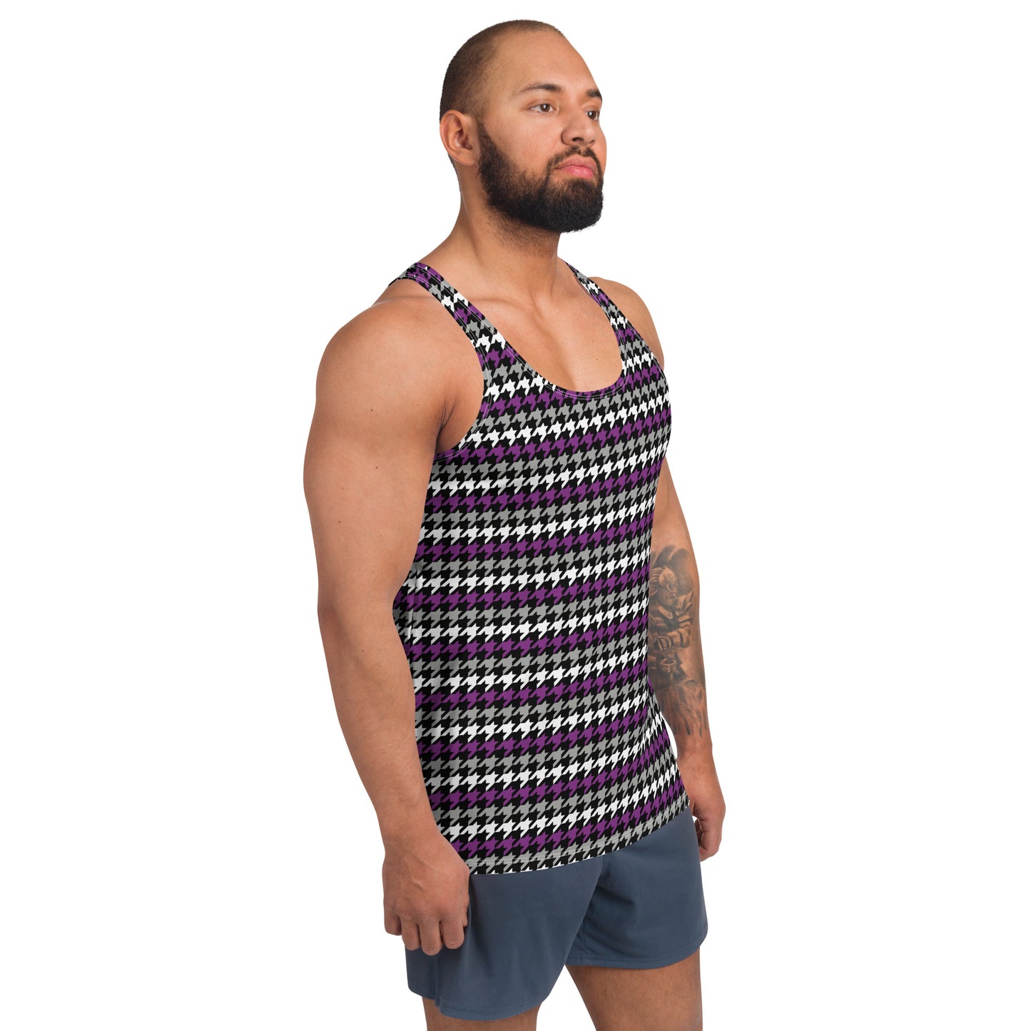 Asexual Pride Men's Tank Top Unisex T-Shirt - LGBTQIA Black, Gray, Purple, and White Flag Shirt - Parade Club Vacation