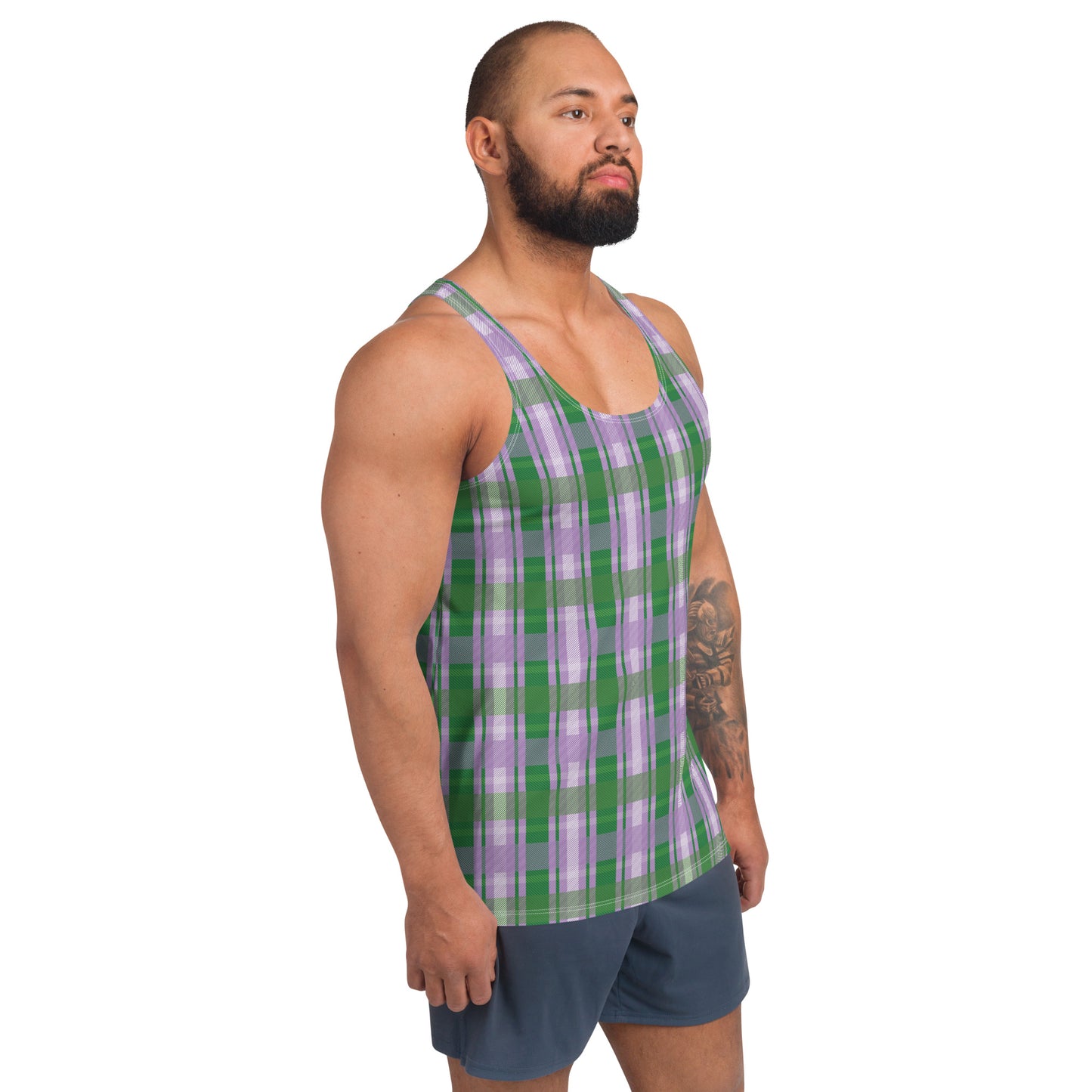 Gender Queer Pride Men's Tank Top Unisex Tank Top - LGBTQIA Purple, White, Green Flag Shirt - Parade Club Running