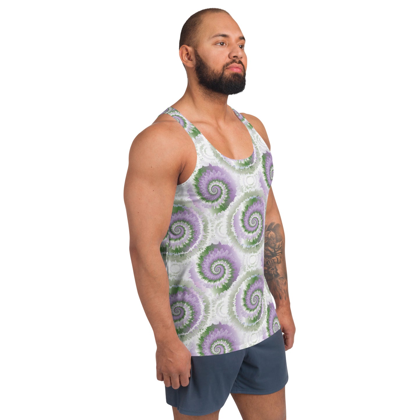 Gender Queer Pride Men's Tank Top Unisex Tank Top - LGBTQIA Purple, White, Green Flag Shirt - Parade Club Running