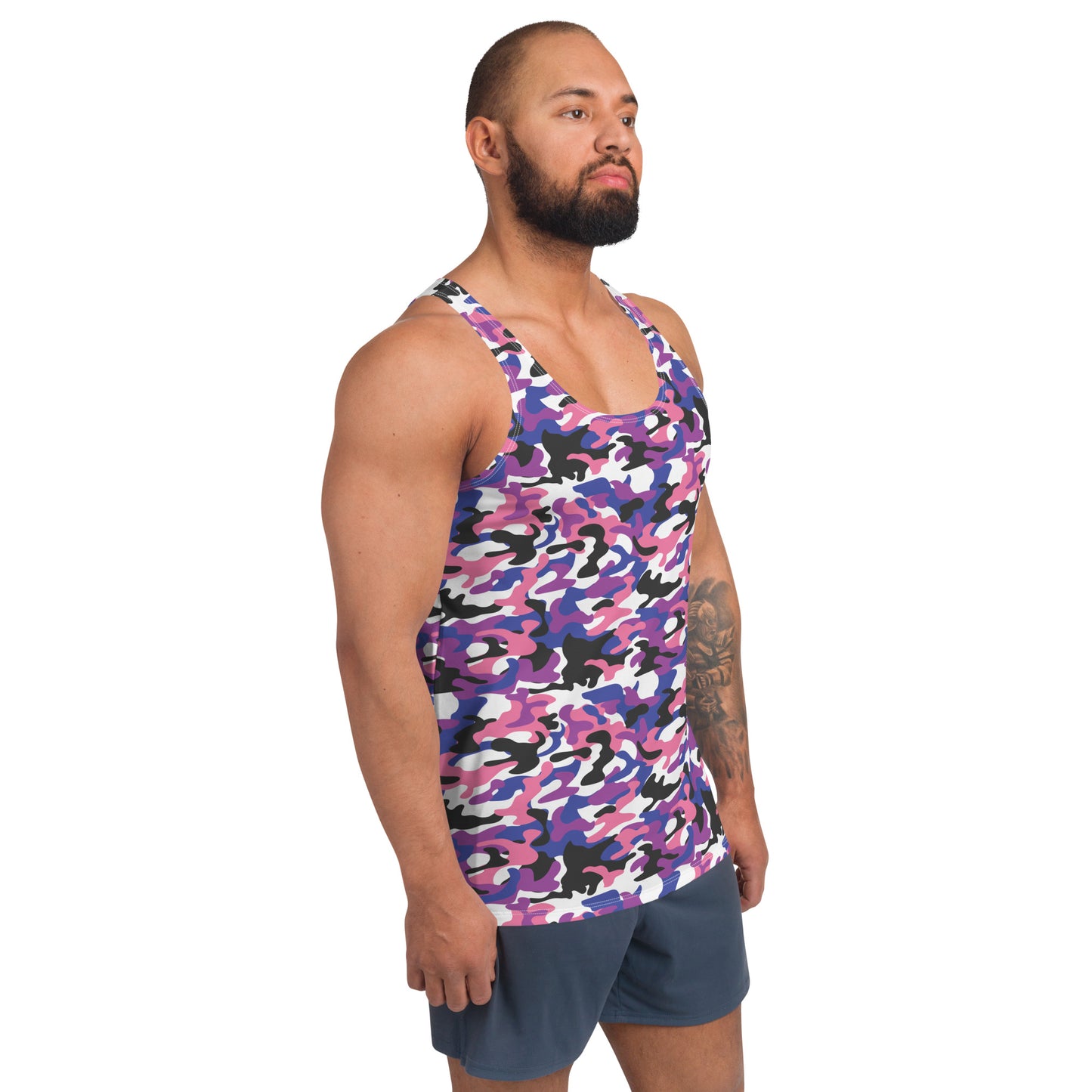 Genderfluid Pride Men's Tank Top Unisex Tank Top - LGBTQIA Pink, White, Purple, Black, Blue Flag Shirt - Parade Club Running