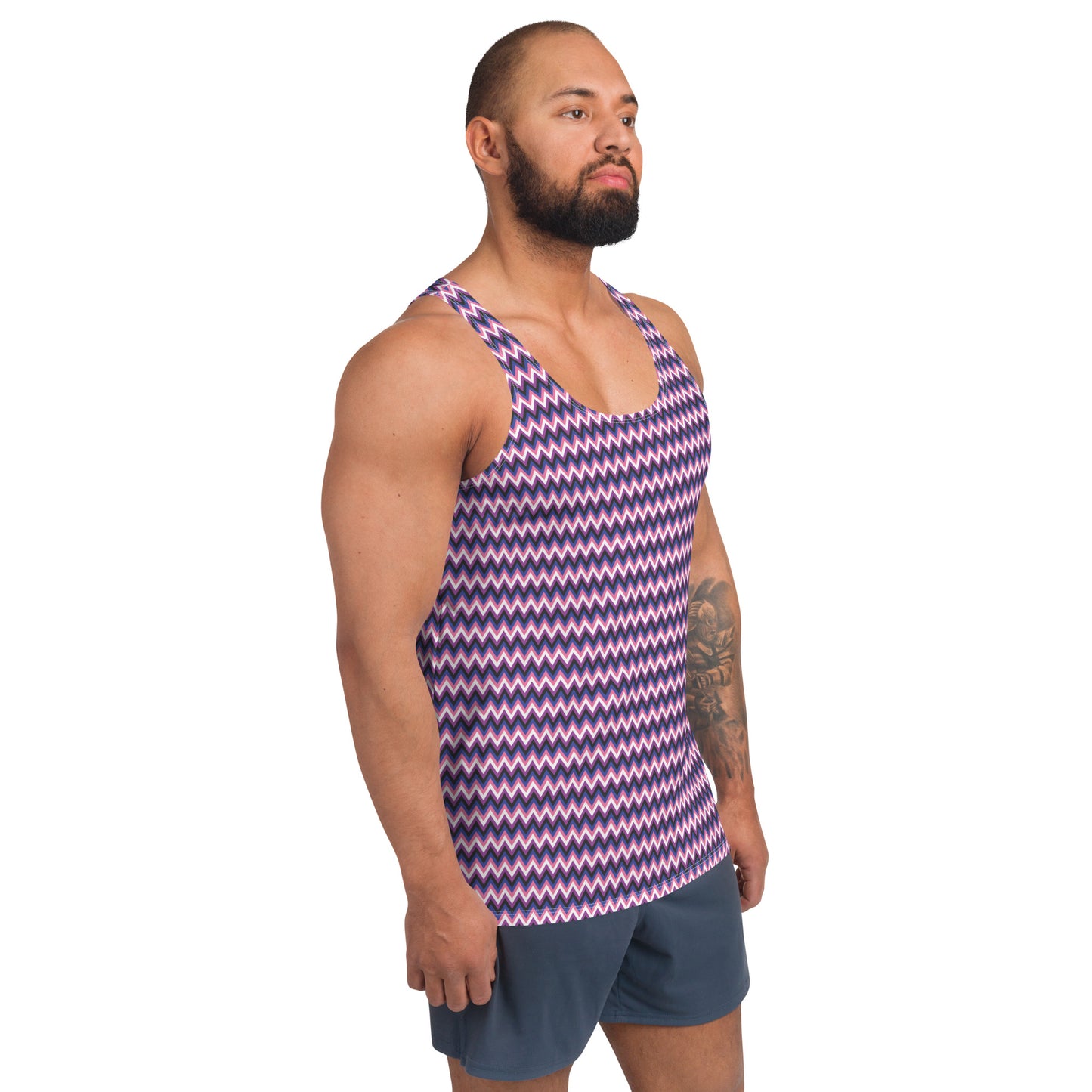 Genderfluid Pride Men's Tank Top Unisex Tank Top - LGBTQIA Pink, White, Purple, Black, Blue Flag Shirt - Parade Club Running