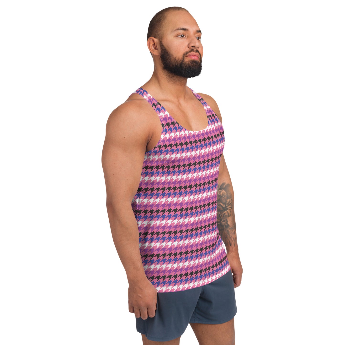 Genderfluid Pride Men's Tank Top Unisex Tank Top - LGBTQIA Pink, White, Purple, Black, Blue Flag Shirt - Parade Club Running