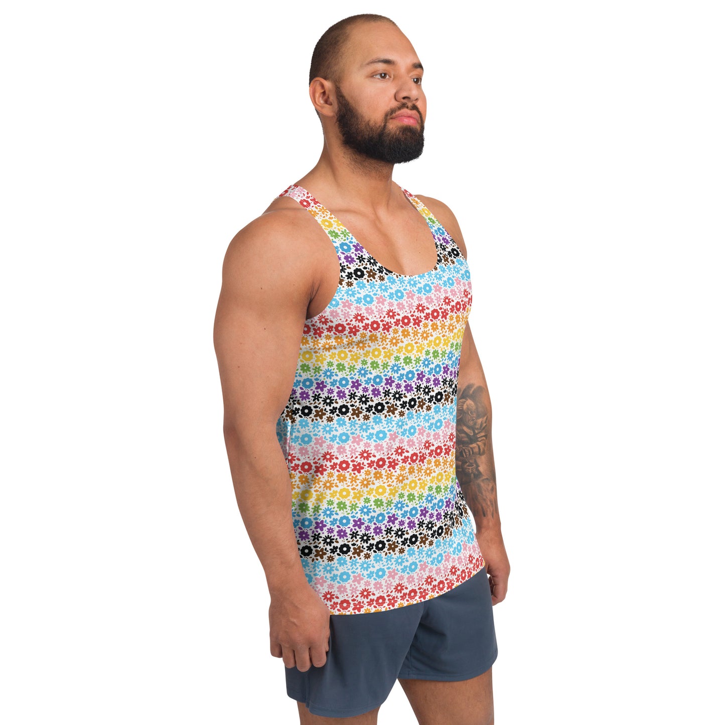 Progress Pride Pride Men's Tank Top Unisex Tank Top - LGBTQIA Red, Orange, Yellow, Green, Rainbow, Purple, Black, Pink and White Flag Shirt - Parade Club Running