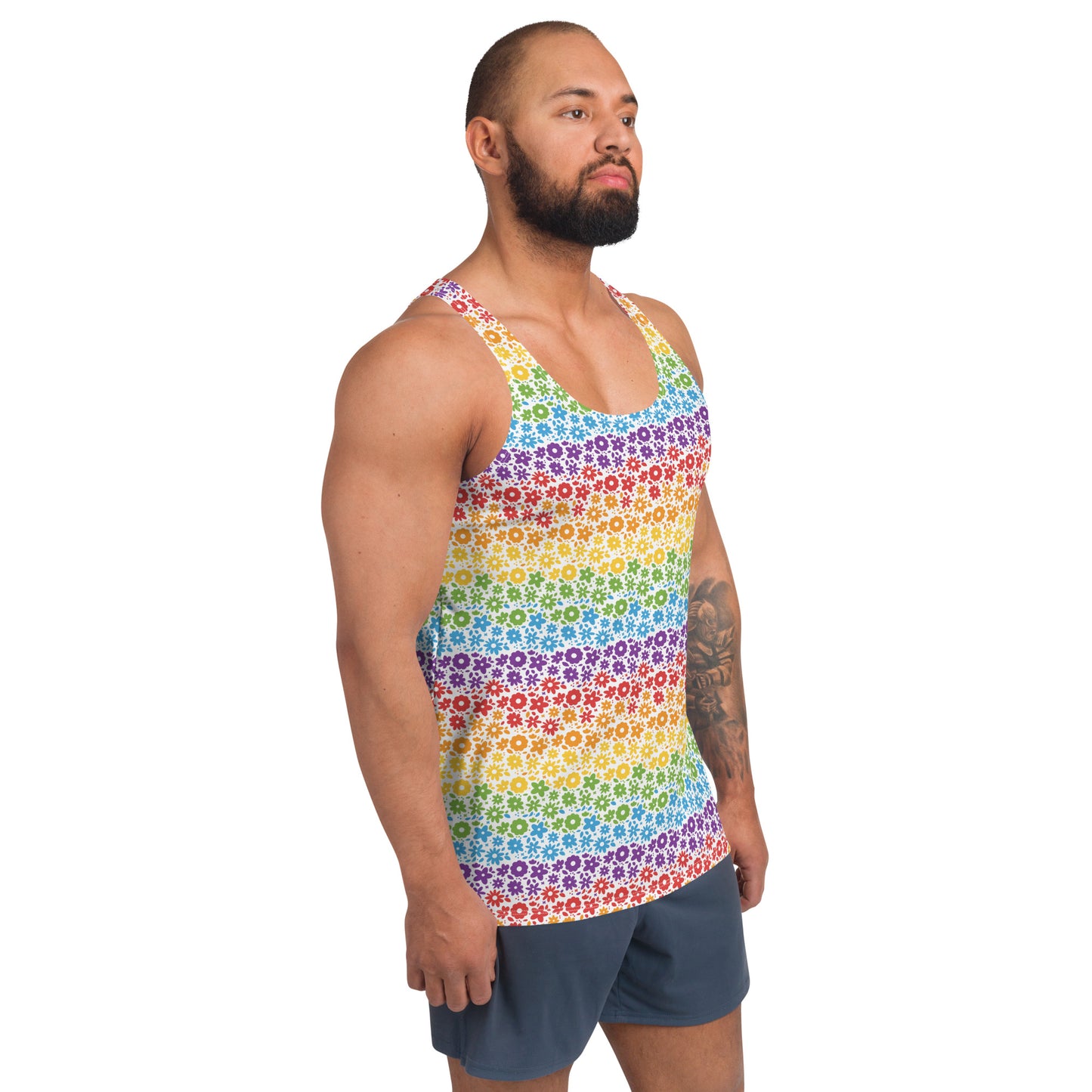 Rainbow Pride Men's Tank Top Unisex Tank Top - LGBTQIA Red, Orange, Yellow, Green, Blue, Indigo, and Viole Flag Shirt - Parade Club Running