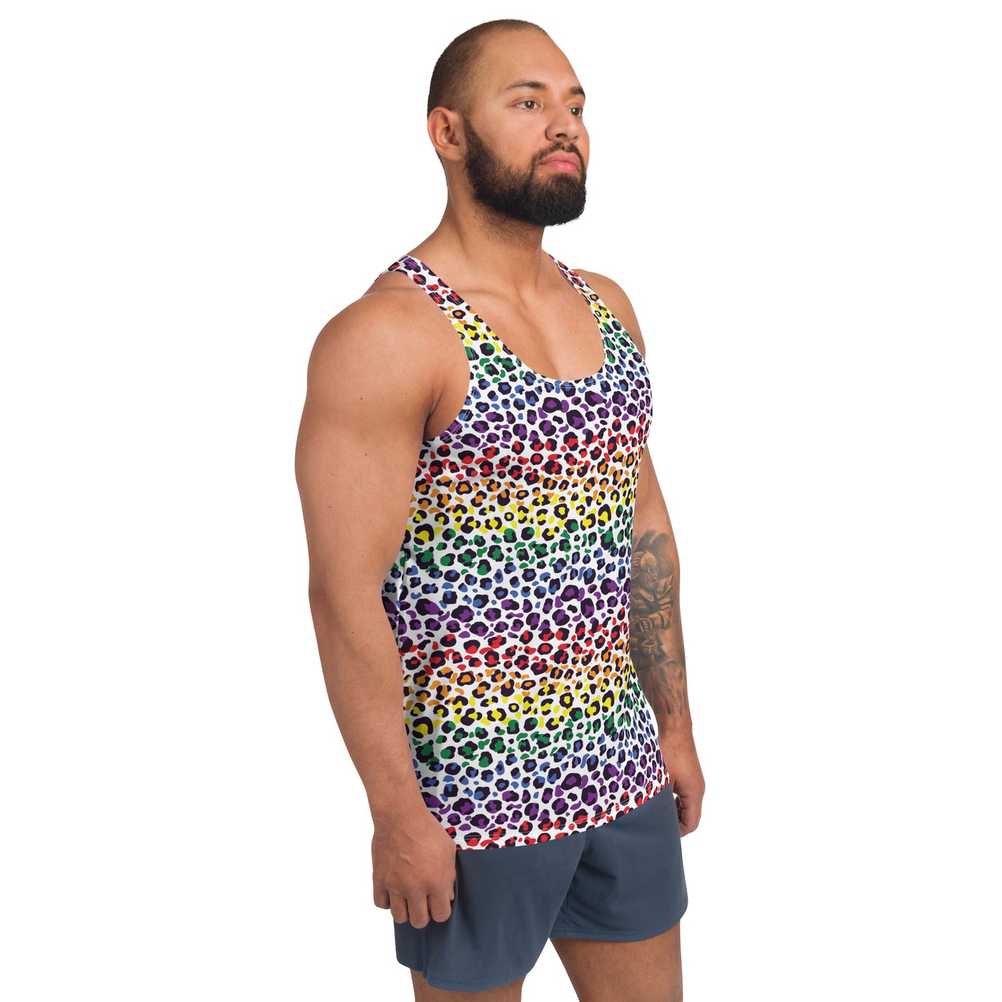 Rainbow Pride Men's Tank Top Unisex Tank Top - LGBTQIA Red, Orange, Yellow, Green, Blue, Indigo, and Viole Flag Shirt - Parade Club Running