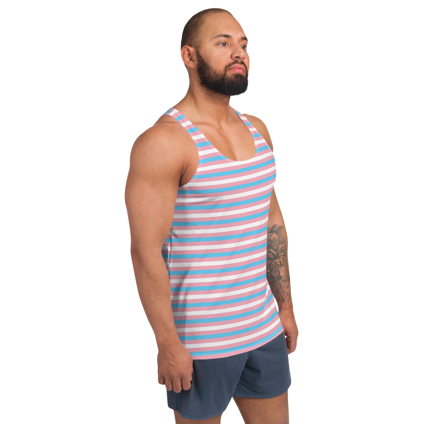 Transgender Pride Men's Tank Top Unisex Tank Top - LGBTQIA Pink White Blue Flag Shirt - Parade Club Running