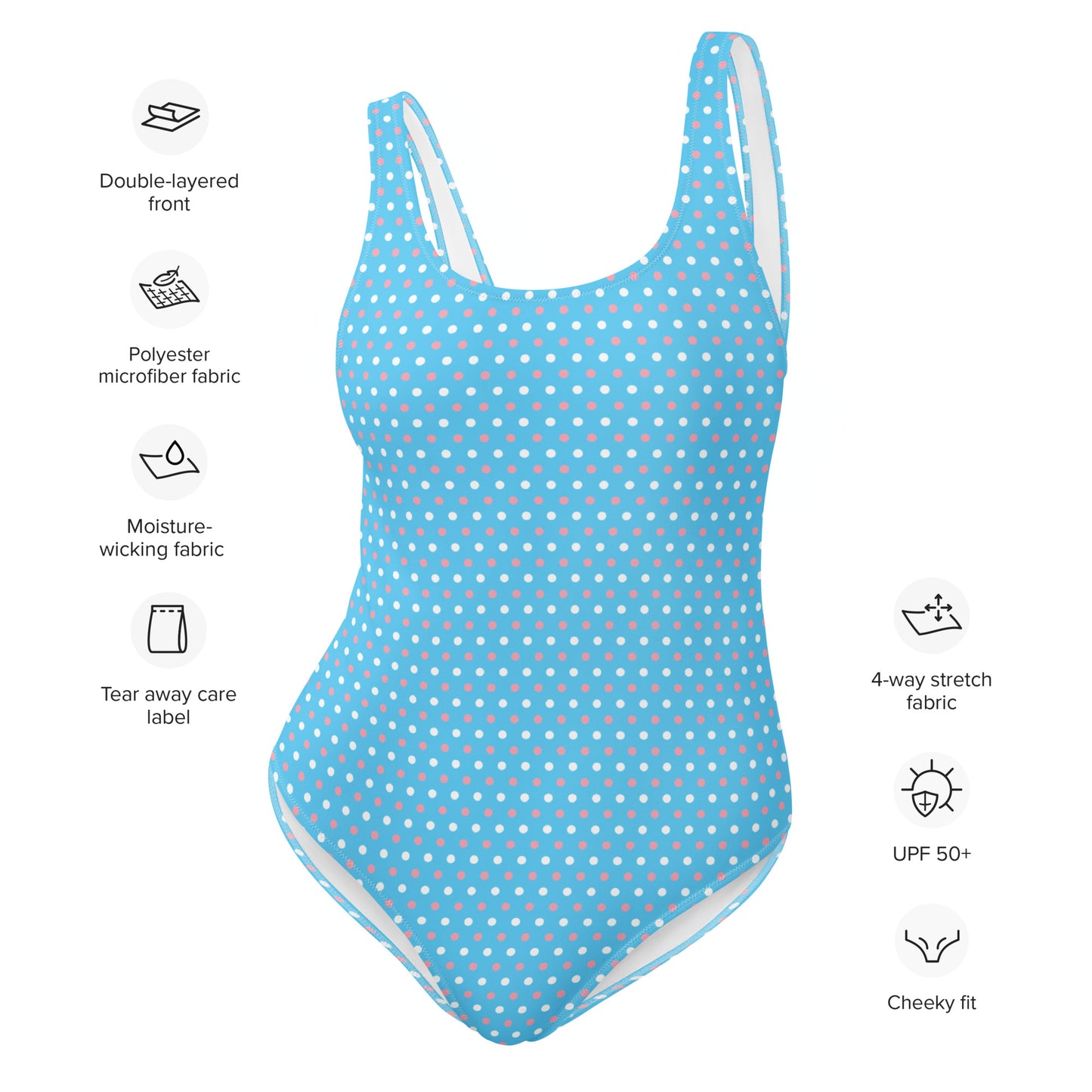 Transgender Pride Polka Dot One Piece Swimsuit - LGBT LGBTQ Pink White Blue Trans Flag - Swimwear