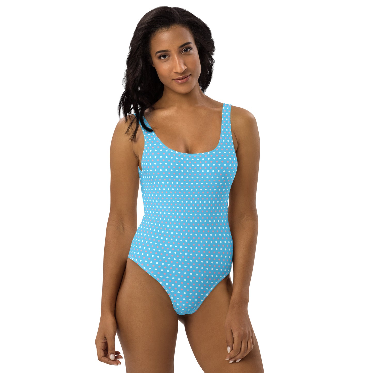 Transgender Pride Polka Dot One Piece Swimsuit - LGBT LGBTQ Pink White Blue Trans Flag - Swimwear