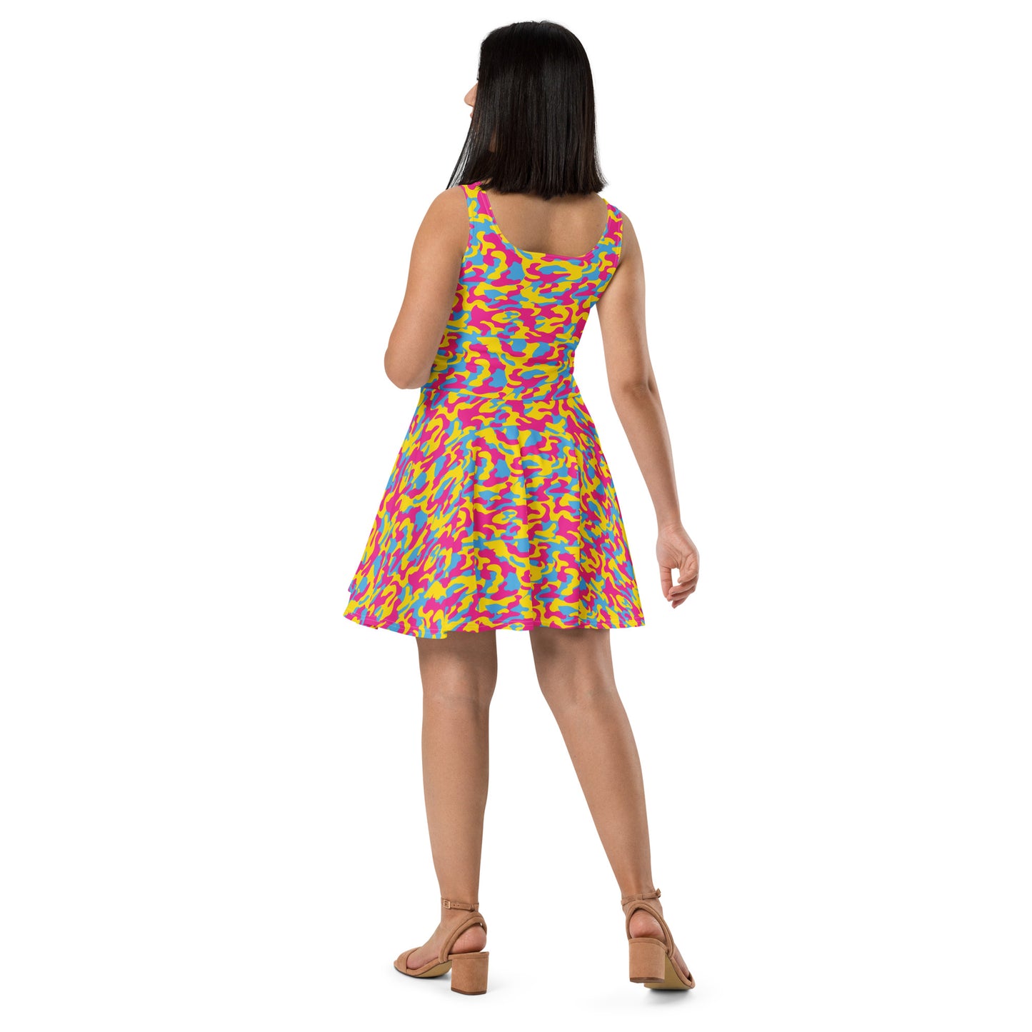 Pansexual Pride Skater Dress Print Skater Dress - LGBTQIA Pink, Blue, Yellow Flag - Parade Club Running