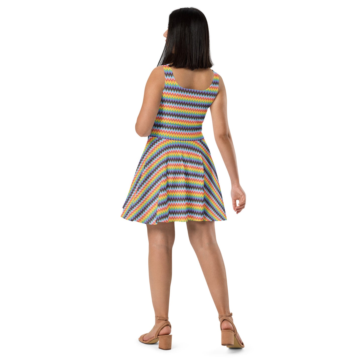 Progress Pride Pride Skater Dress Print Skater Dress - LGBTQIA (Colors in Design) Flag - Parade Club Running