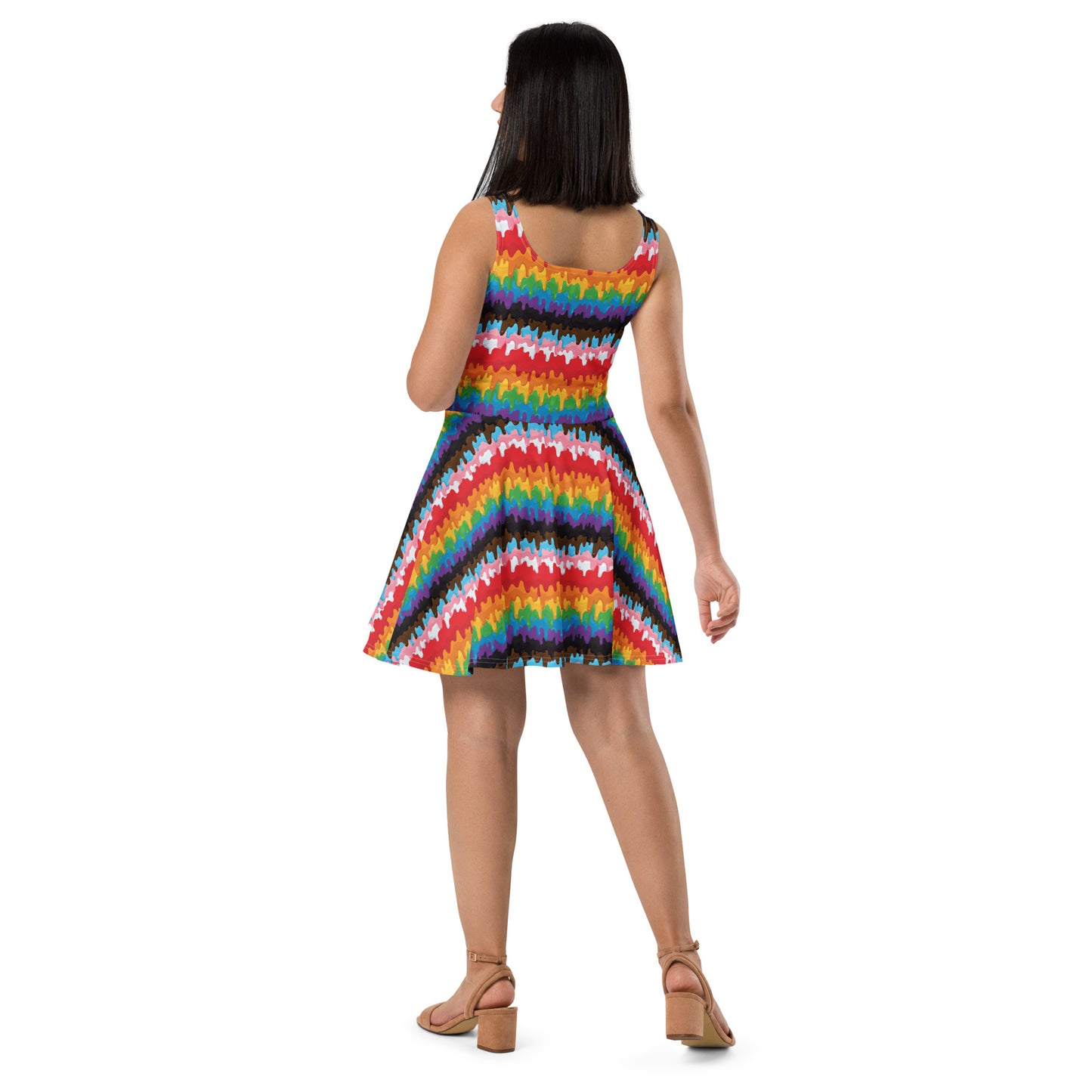 Progress Pride Pride Skater Dress Print Skater Dress - LGBTQIA (Colors in Design) Flag - Parade Club Running