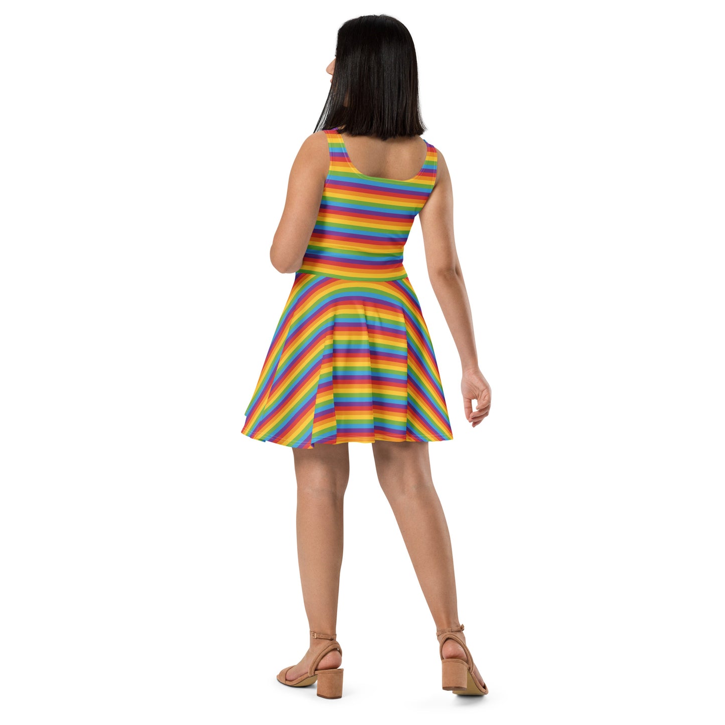 Rainbow Pride Skater Dress Print Skater Dress - LGBTQIA Red, Orange, Yellow, Green, Blue, Indigo, and Viole Flag - Parade Club Running