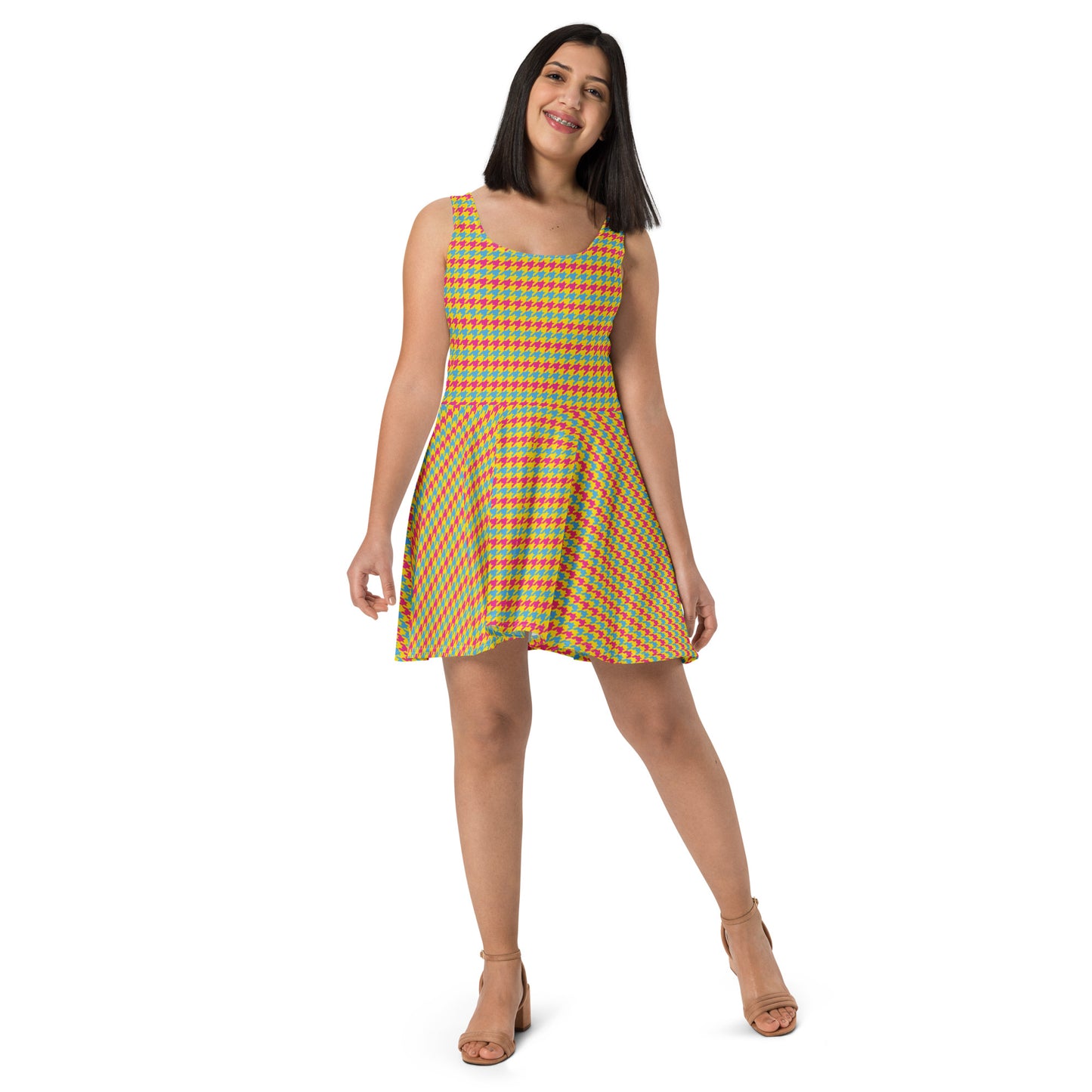 Pansexual Pride Skater Dress Print Skater Dress - LGBTQIA Pink, Blue, Yellow Flag - Parade Club Running