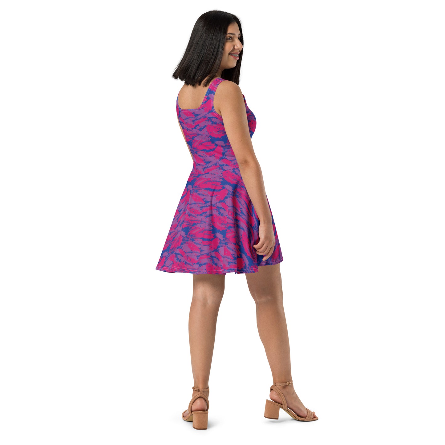 Bisexual Pride Skater Dress Print Skater Dress - LGBTQIA Pink, Purple, Blue Flag - Parade Club Running