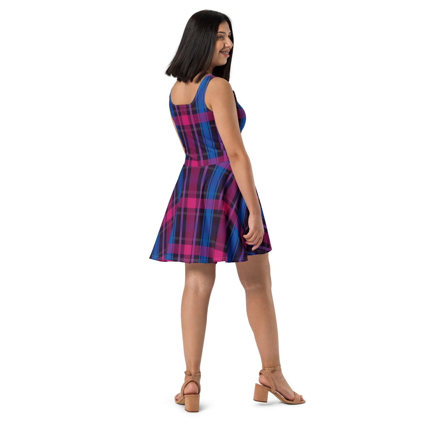 Bisexual Pride Skater Dress Print Skater Dress - LGBTQIA Pink, Purple, Blue Flag - Parade Club Running