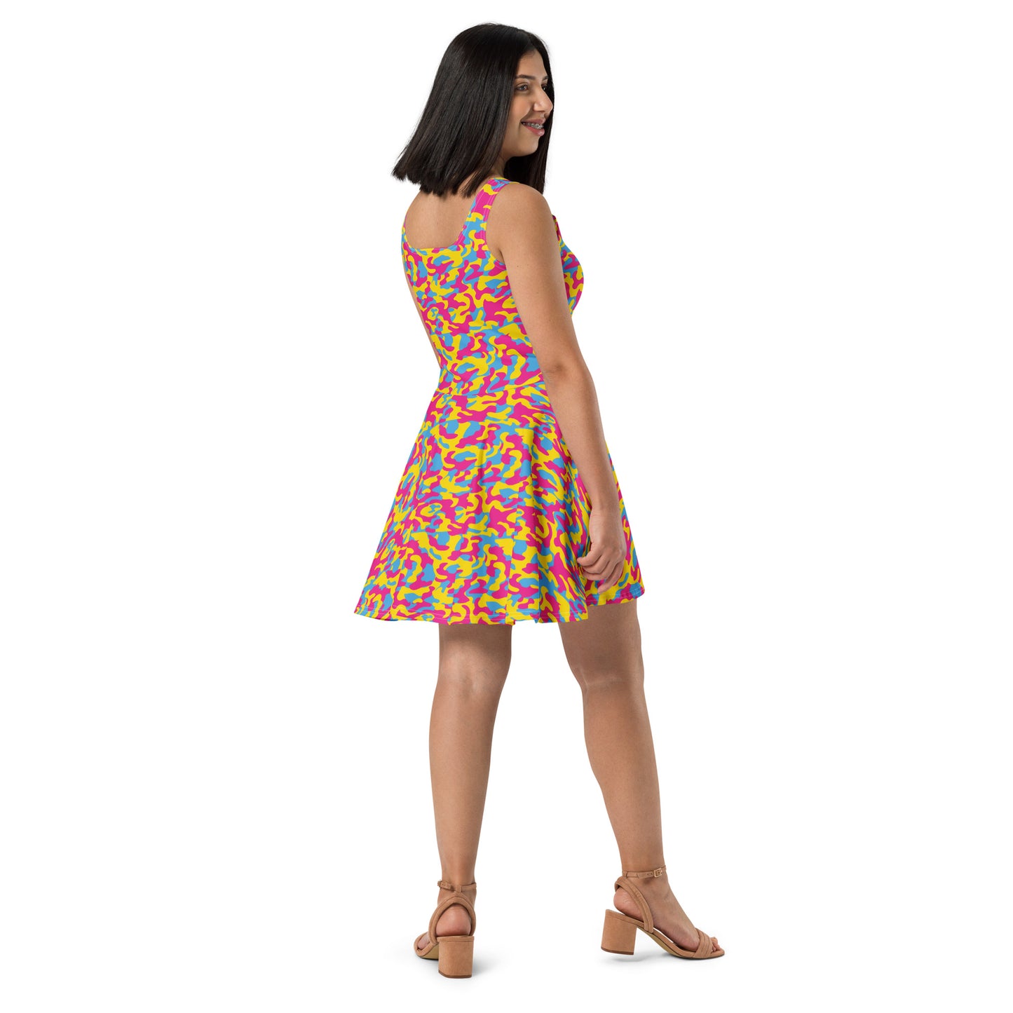 Pansexual Pride Skater Dress Print Skater Dress - LGBTQIA Pink, Blue, Yellow Flag - Parade Club Running