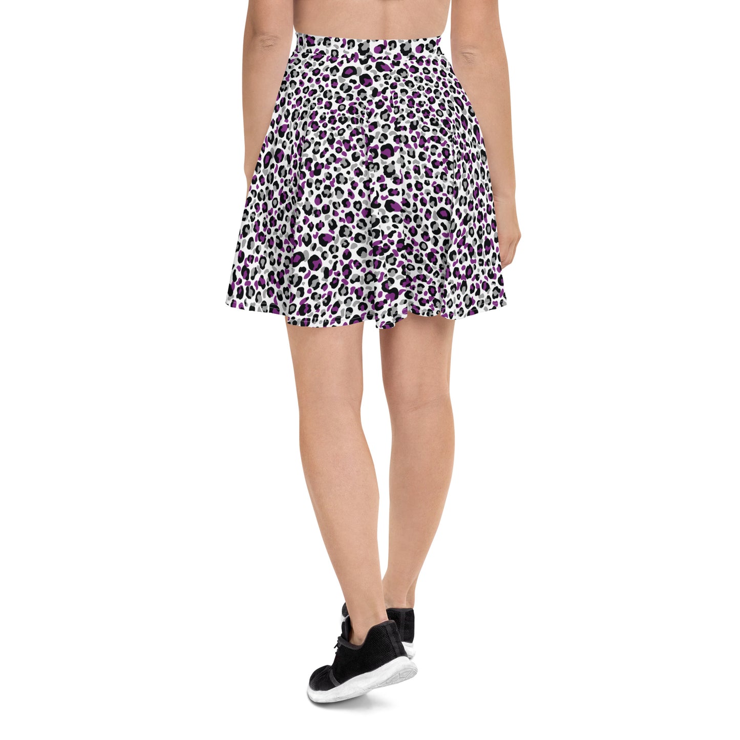 Asexual Pride Skater Skirt - LGBTQIA Black, Gray, Purple, and White Flag Flared Skirt - Parade Club Vacation Running