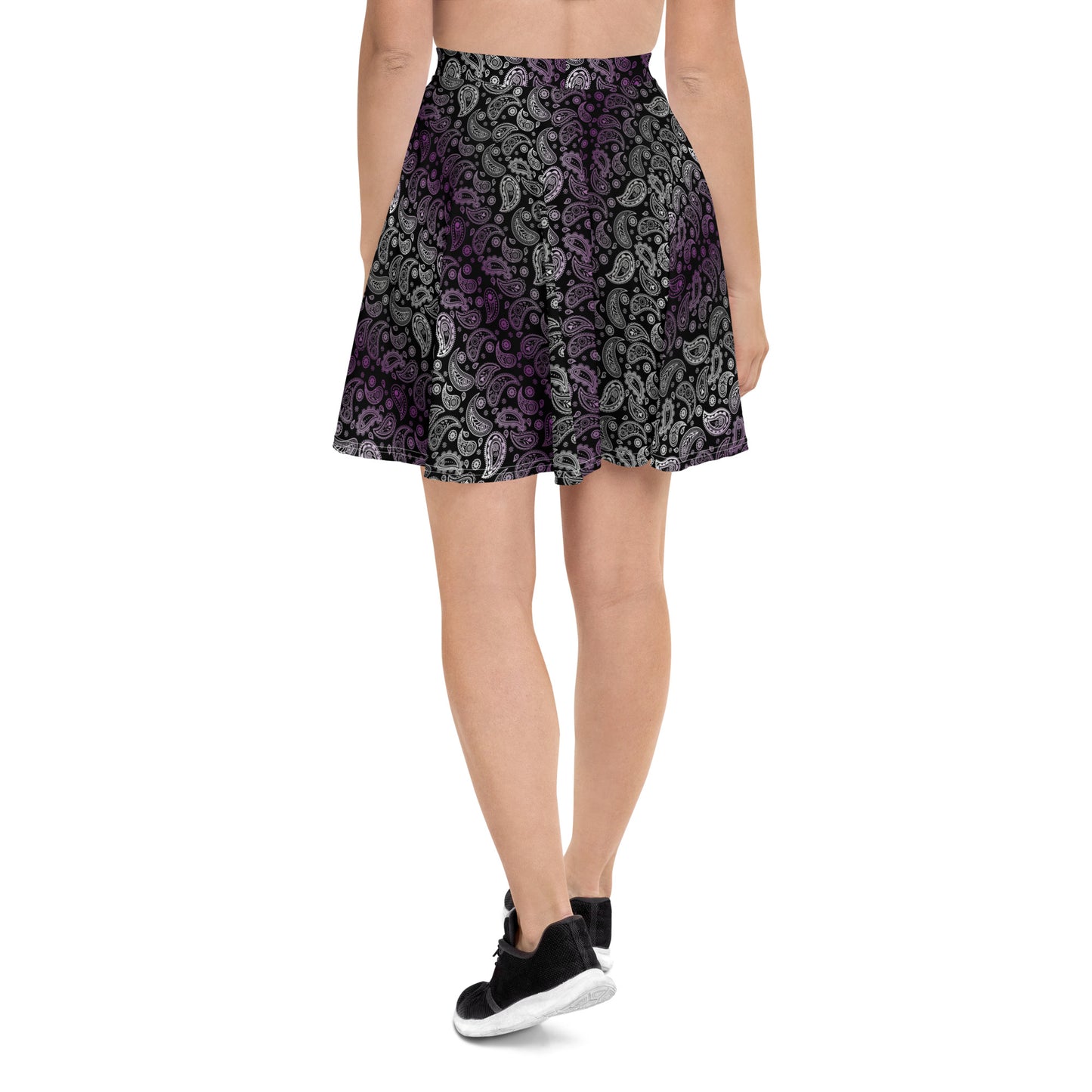 Asexual Pride Skater Skirt - LGBTQIA Black, Gray, Purple, and White Flag Flared Skirt - Parade Club Vacation Running