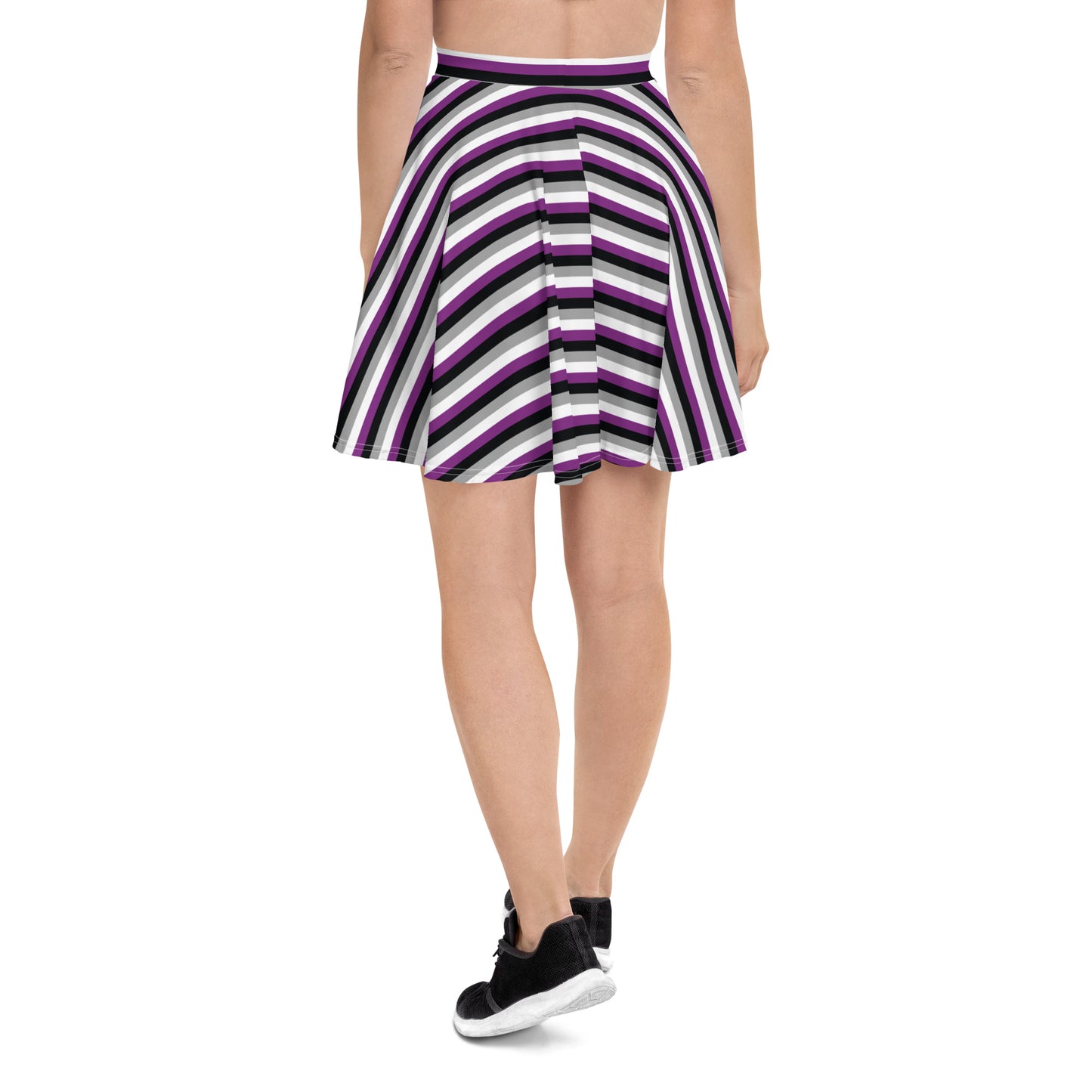 Asexual Pride Skater Skirt - LGBTQIA Black, Gray, Purple, and White Flag Flared Skirt - Parade Club Vacation Running