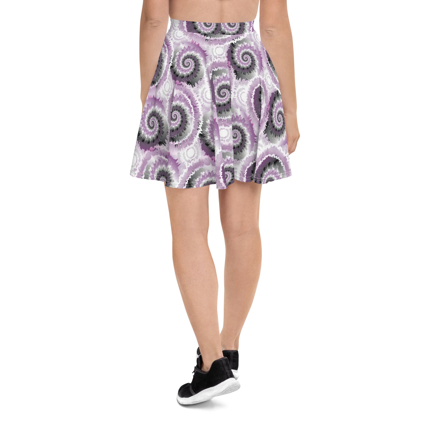 Asexual Pride Skater Skirt - LGBTQIA Black, Gray, Purple, and White Flag Flared Skirt - Parade Club Vacation Running