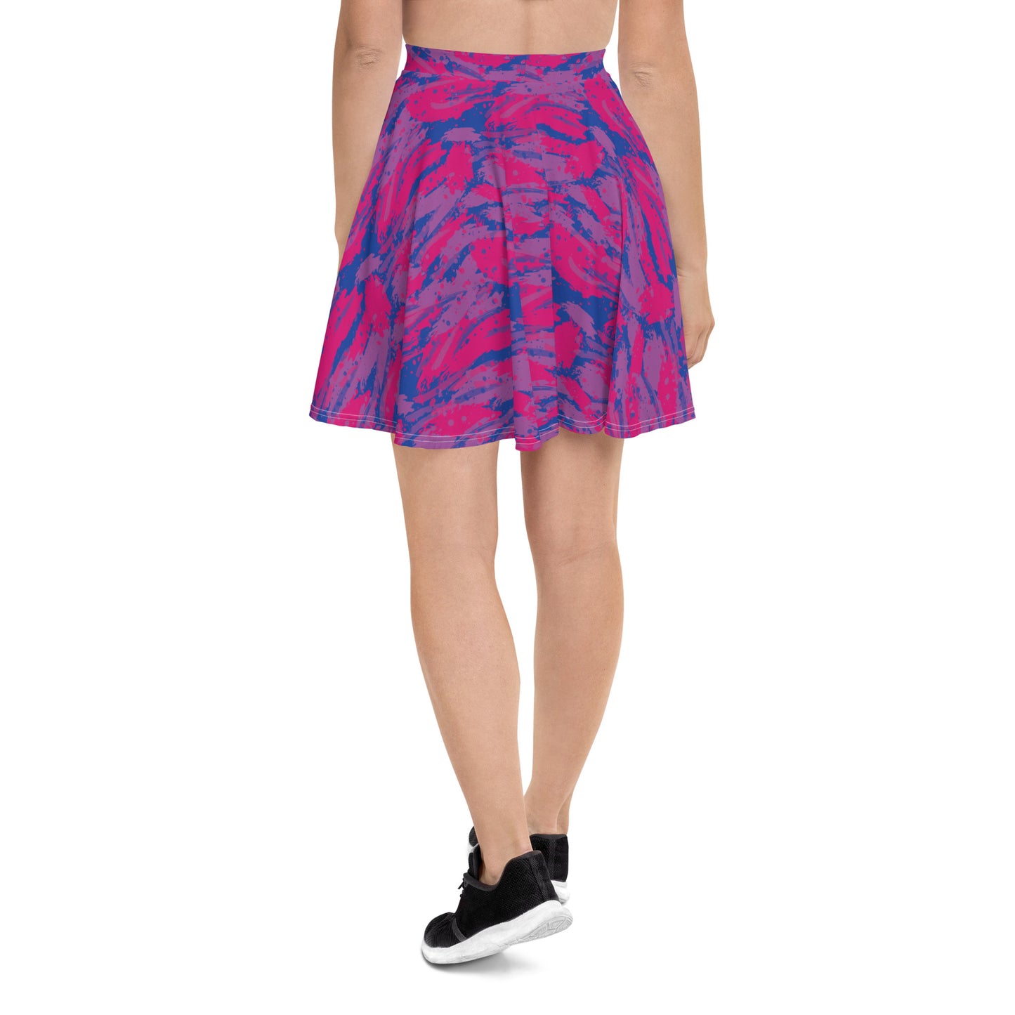 Bisexual Pride Skater Skirt - LGBTQIA Pink, Purple, Blue  Flag Flared Skirt - Parade Club Vacation Running