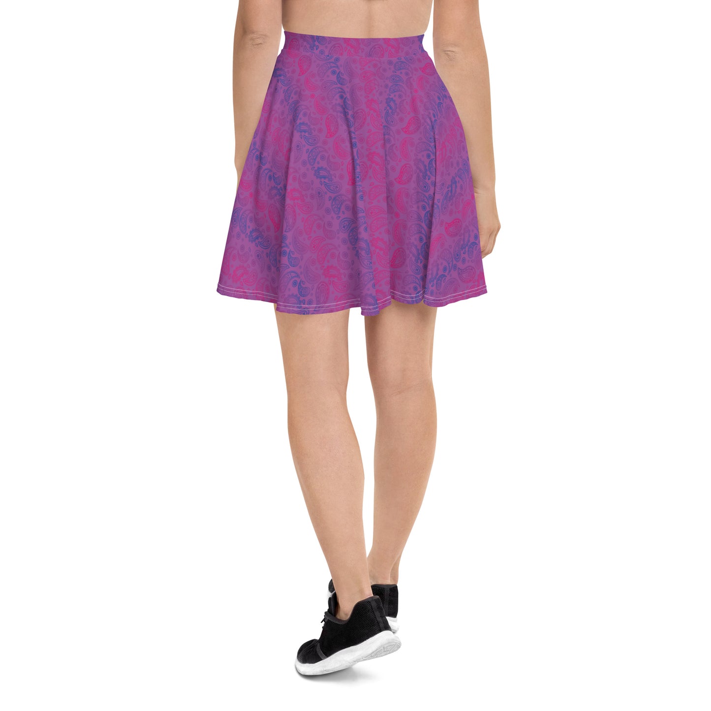 Bisexual Pride Skater Skirt - LGBTQIA Pink, Purple, Blue  Flag Flared Skirt - Parade Club Vacation Running