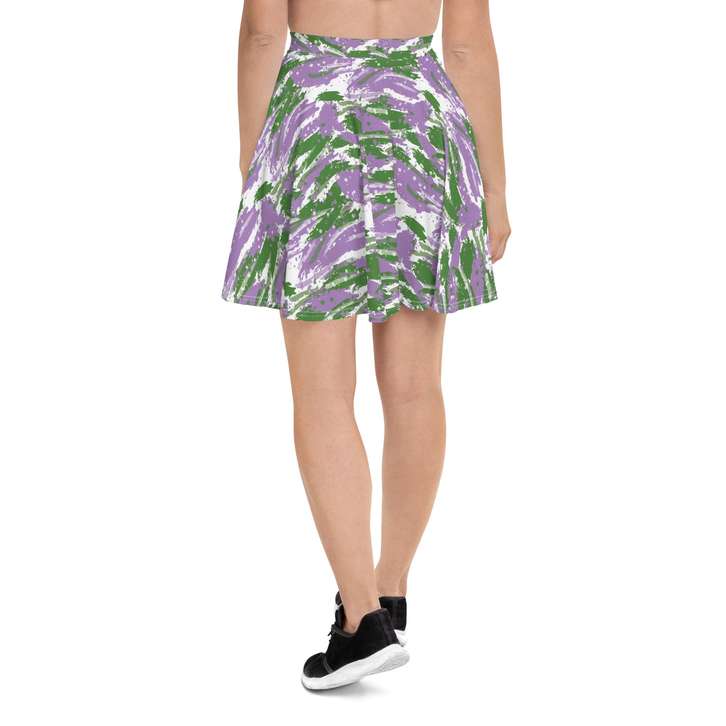 Gender Queer Pride Skater Skirt - LGBTQIA Purple, White, Green Flag Flared Skirt - Parade Club Vacation Running