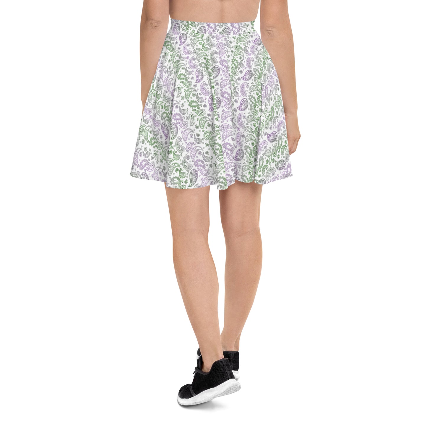 Gender Queer Pride Skater Skirt - LGBTQIA Purple, White, Green Flag Flared Skirt - Parade Club Vacation Running