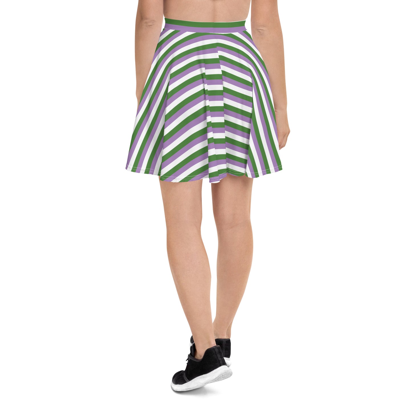 Gender Queer Pride Skater Skirt - LGBTQIA Purple, White, Green Flag Flared Skirt - Parade Club Vacation Running