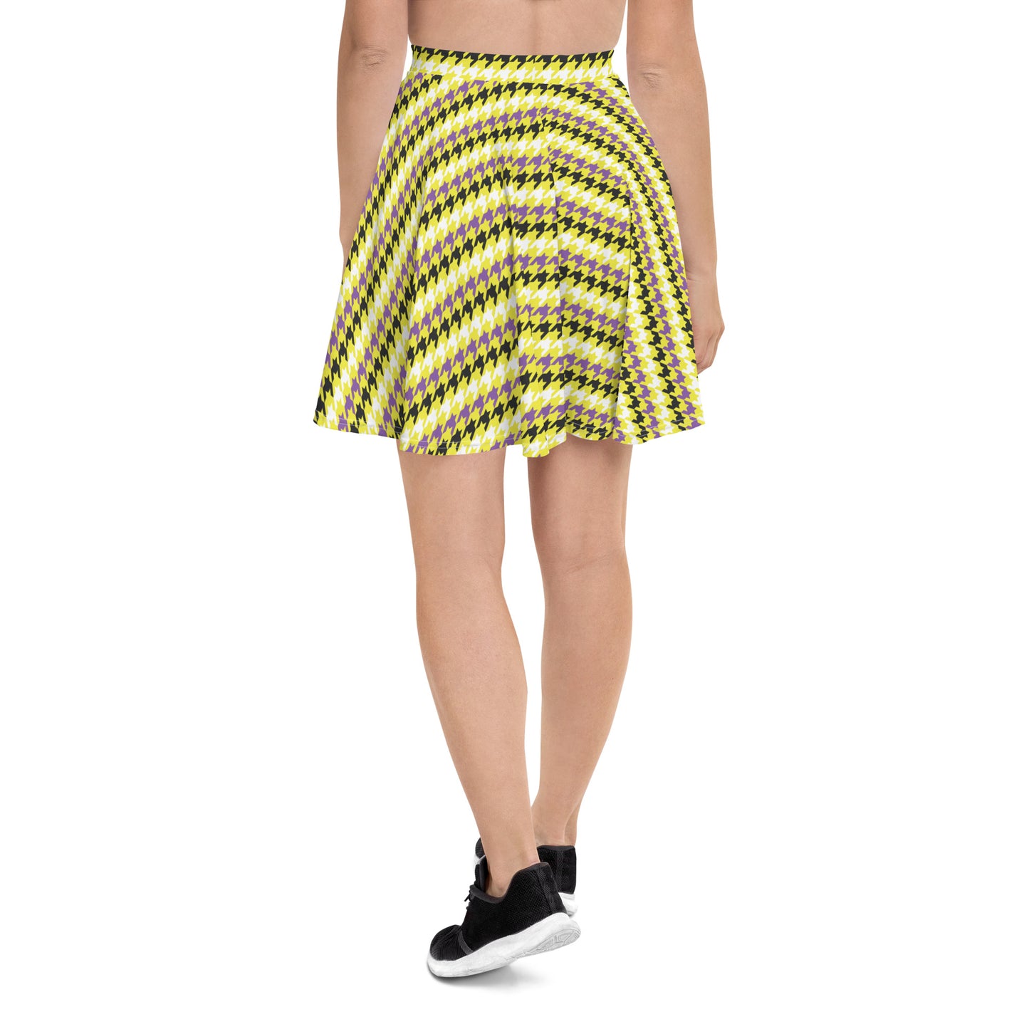 Non Binary Pride Skater Skirt - LGBTQIA Yellow, Purple, White, Black Flag Flared Skirt - Parade Club Vacation Running