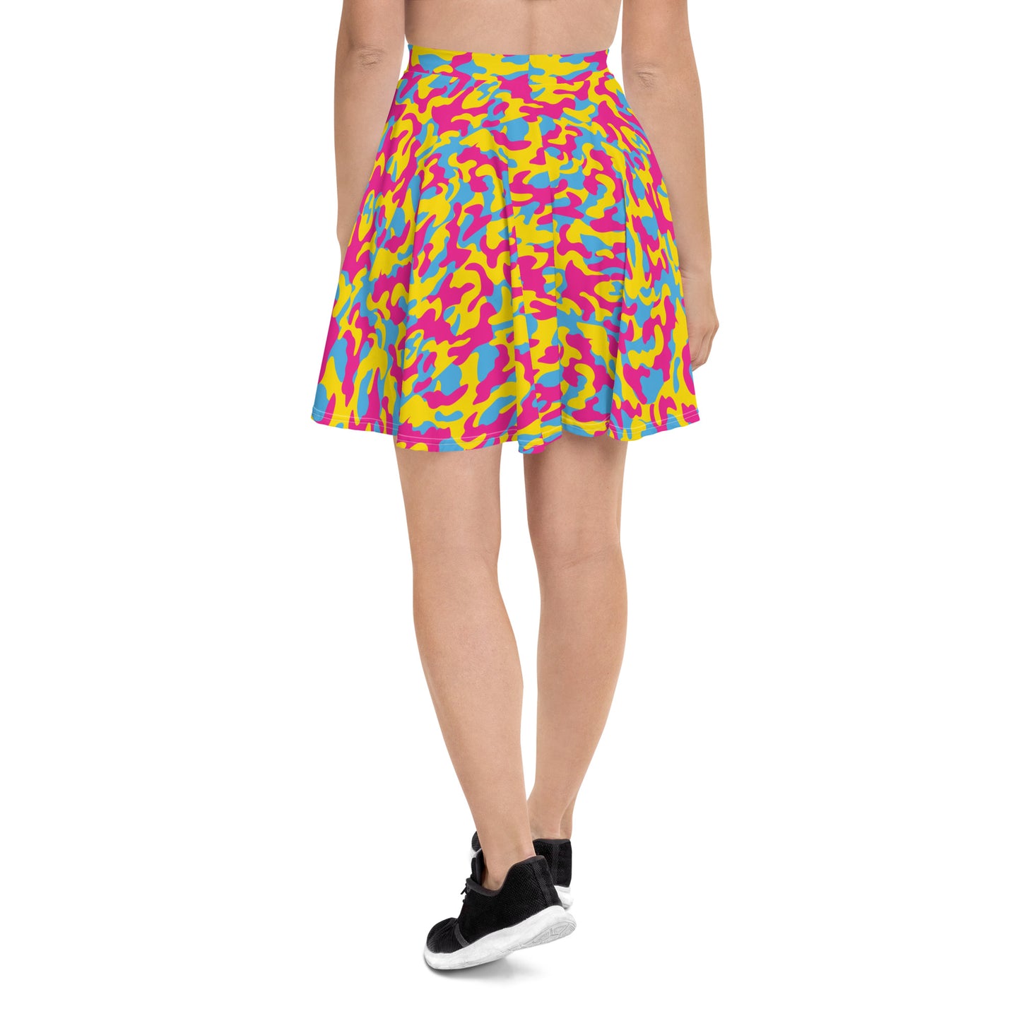 Pansexual Pride Skater Skirt - LGBTQIA Pink, Blue, Yellow Flag Flared Skirt - Parade Club Vacation Running