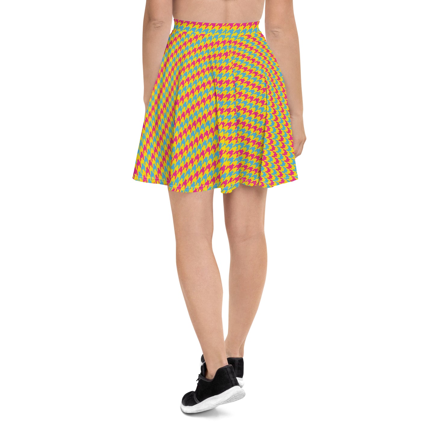 Pansexual Pride Skater Skirt - LGBTQIA Pink, Blue, Yellow Flag Flared Skirt - Parade Club Vacation Running