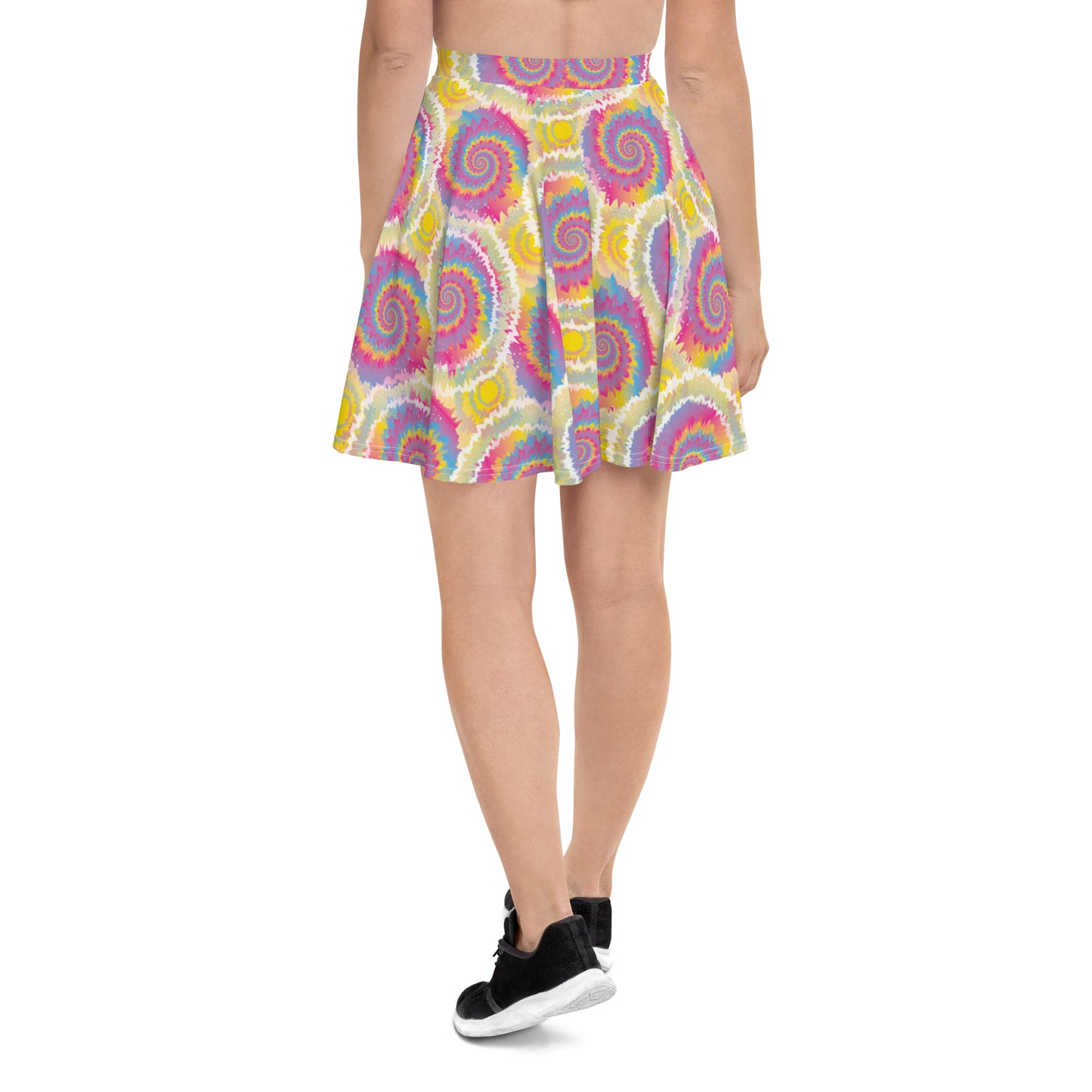 Pansexual Pride Skater Skirt - LGBTQIA Pink, Blue, Yellow Flag Flared Skirt - Parade Club Vacation Running