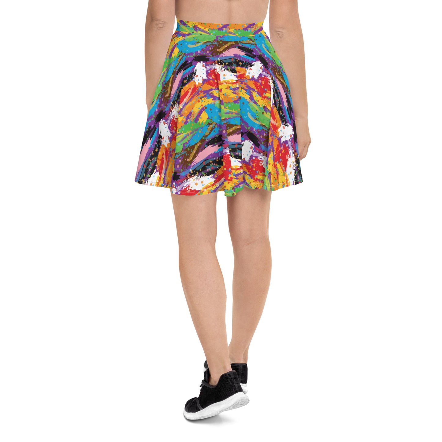 Progress Pride Pride Skater Skirt - LGBTQIA Red, Orange, Yellow, Green, Rainbow, Purple, Black, Pink and White Flag Flared Skirt - Parade Club Vacation Running