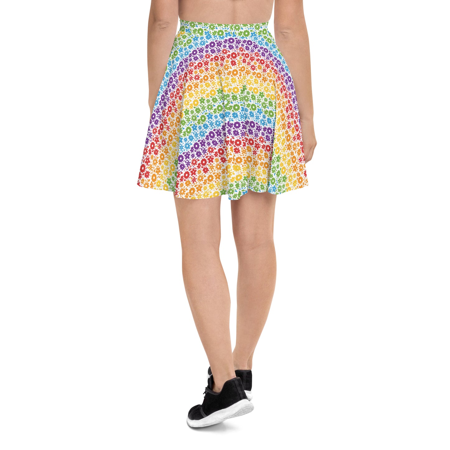 Rainbow Pride Skater Skirt - LGBTQIA Red, Orange, Yellow, Green, Blue, Indigo, and Viole Flag Flared Skirt - Parade Club Vacation Running