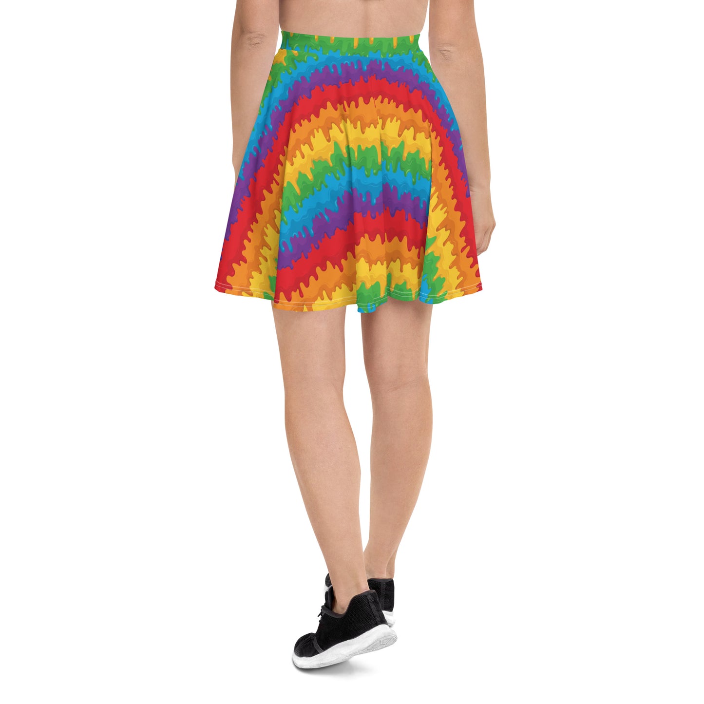 Rainbow Pride Skater Skirt - LGBTQIA Red, Orange, Yellow, Green, Blue, Indigo, and Viole Flag Flared Skirt - Parade Club Vacation Running