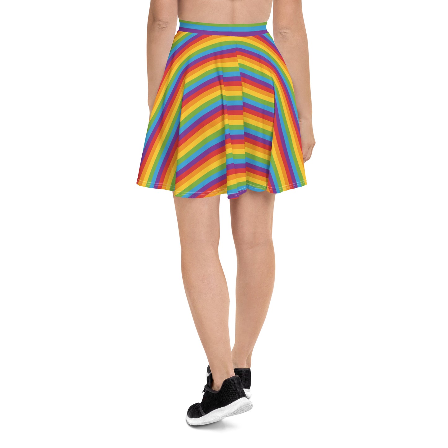 Rainbow Pride Skater Skirt - LGBTQIA Red, Orange, Yellow, Green, Blue, Indigo, and Viole Flag Flared Skirt - Parade Club Vacation Running