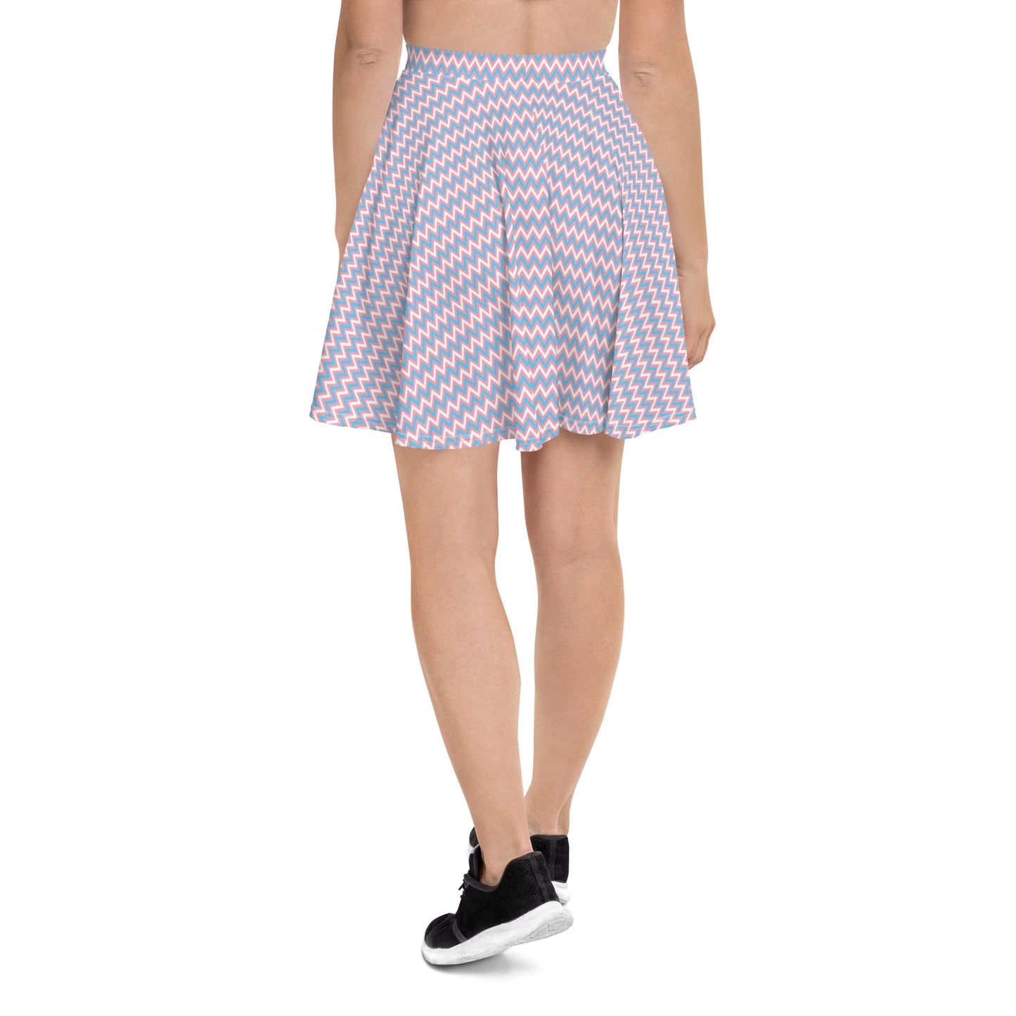 Transgender Pride Skater Skirt - LGBTQIA Pink White Blue Flag Flared Skirt - Parade Club Vacation Running