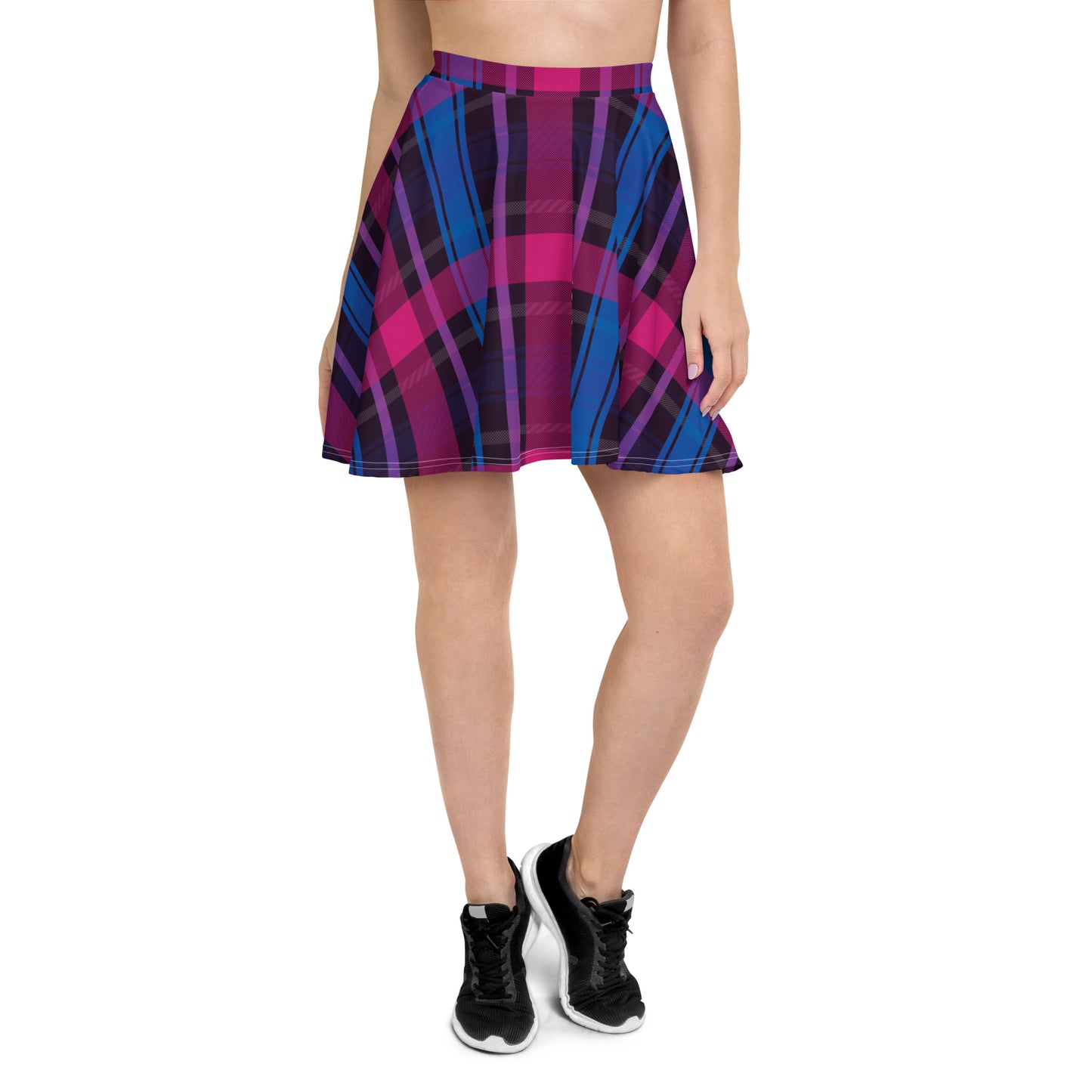 Bisexual Pride Skater Skirt - LGBTQIA Pink, Purple, Blue  Flag Flared Skirt - Parade Club Vacation Running