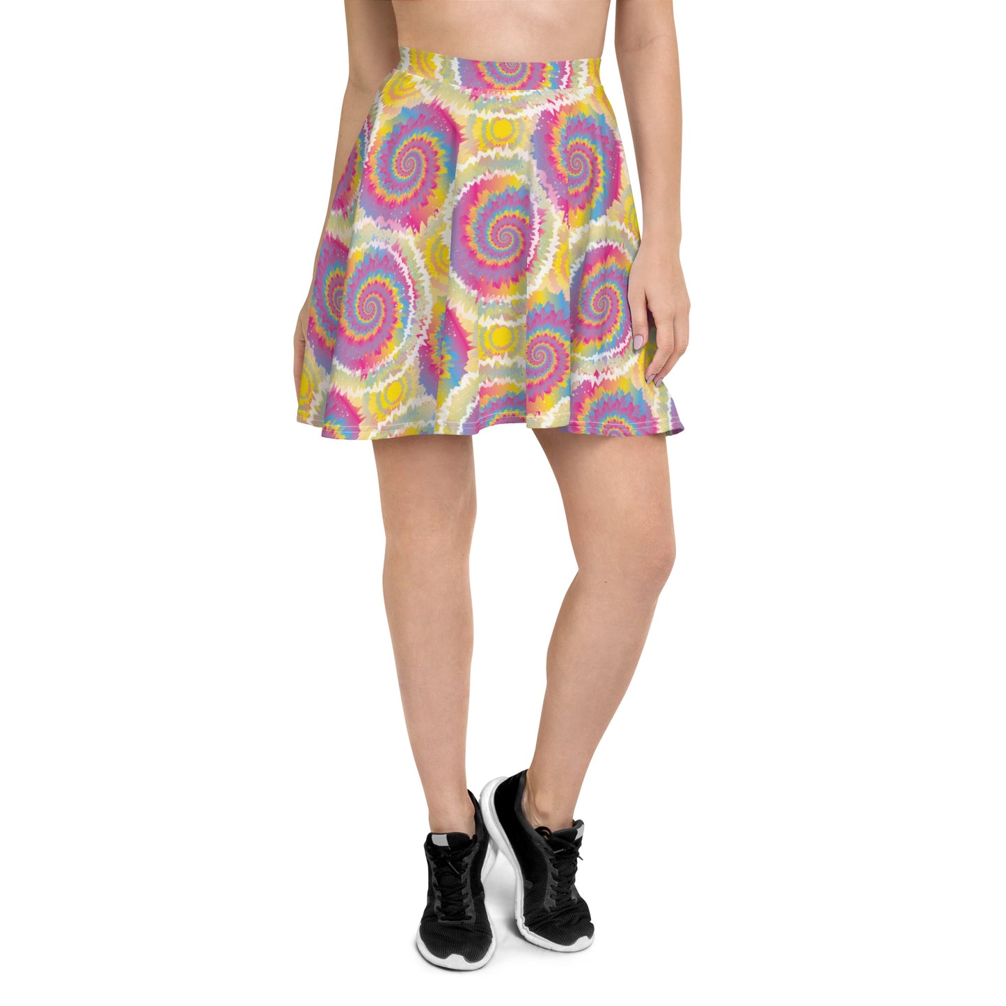 Pansexual Pride Skater Skirt - LGBTQIA Pink, Blue, Yellow Flag Flared Skirt - Parade Club Vacation Running