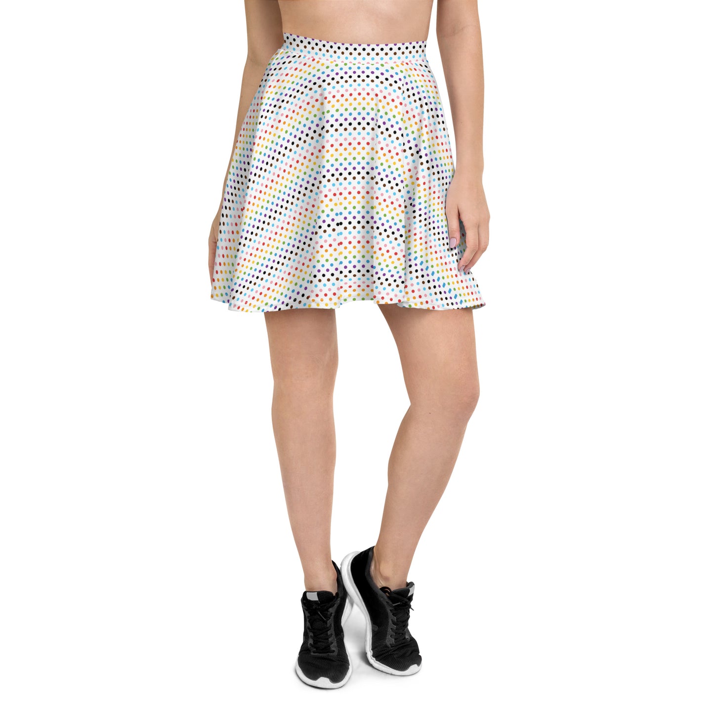 Progress Pride Pride Skater Skirt - LGBTQIA Red, Orange, Yellow, Green, Rainbow, Purple, Black, Pink and White Flag Flared Skirt - Parade Club Vacation Running