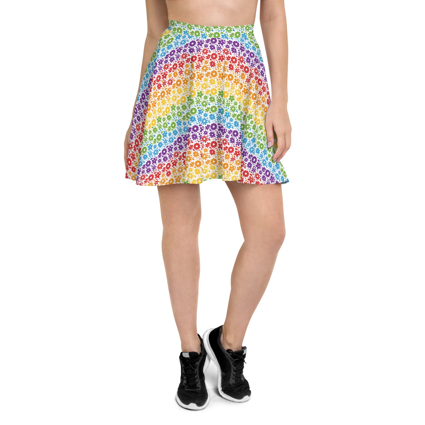 Rainbow Pride Skater Skirt - LGBTQIA Red, Orange, Yellow, Green, Blue, Indigo, and Viole Flag Flared Skirt - Parade Club Vacation Running