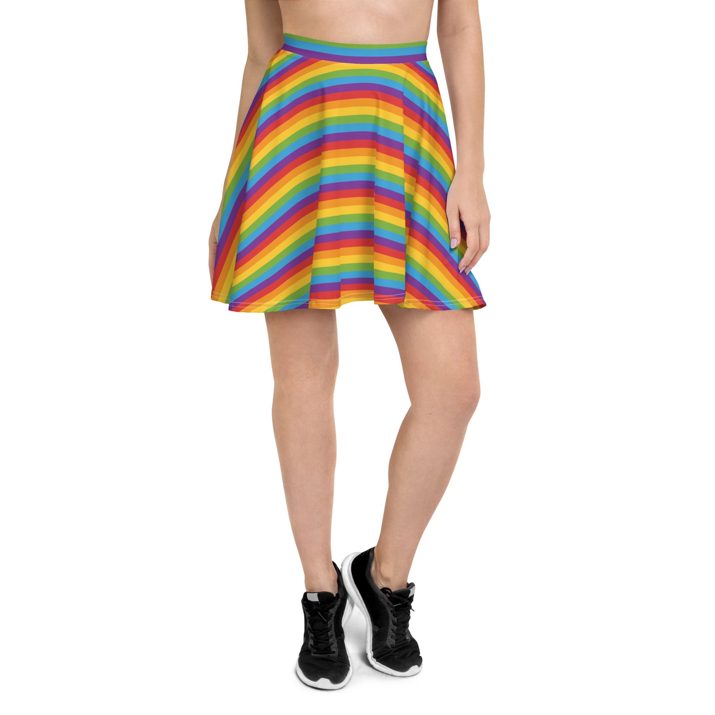 Rainbow Pride Skater Skirt - LGBTQIA Red, Orange, Yellow, Green, Blue, Indigo, and Viole Flag Flared Skirt - Parade Club Vacation Running