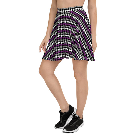 Asexual Pride Skater Skirt - LGBTQIA Black, Gray, Purple, and White Flag Flared Skirt - Parade Club Vacation Running